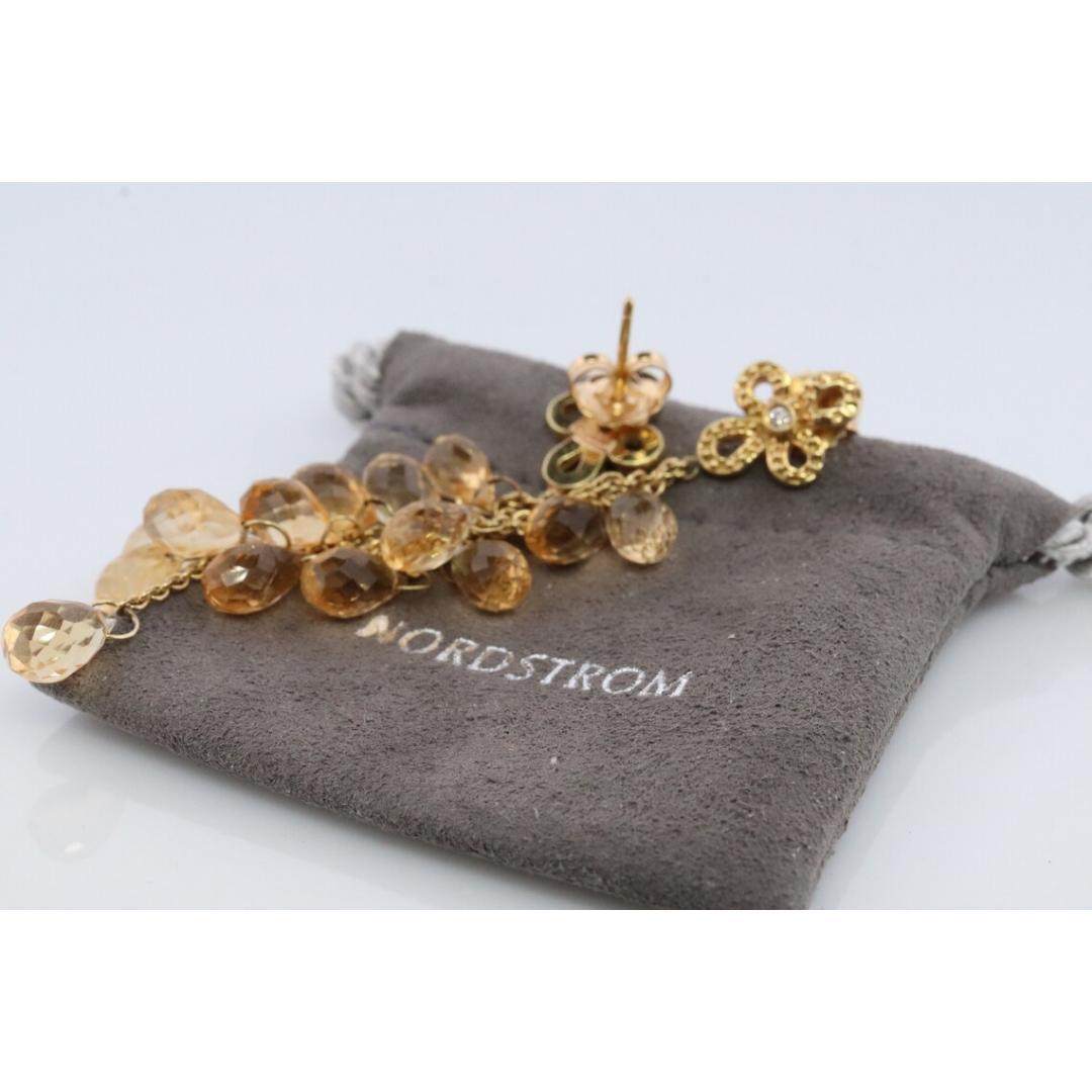Boucles d'oreilles pendantes en citrine et diamant 18k. Boucles d'oreilles pendantes avec fleur en diamant 18k et pierres précieuses. en vente 5