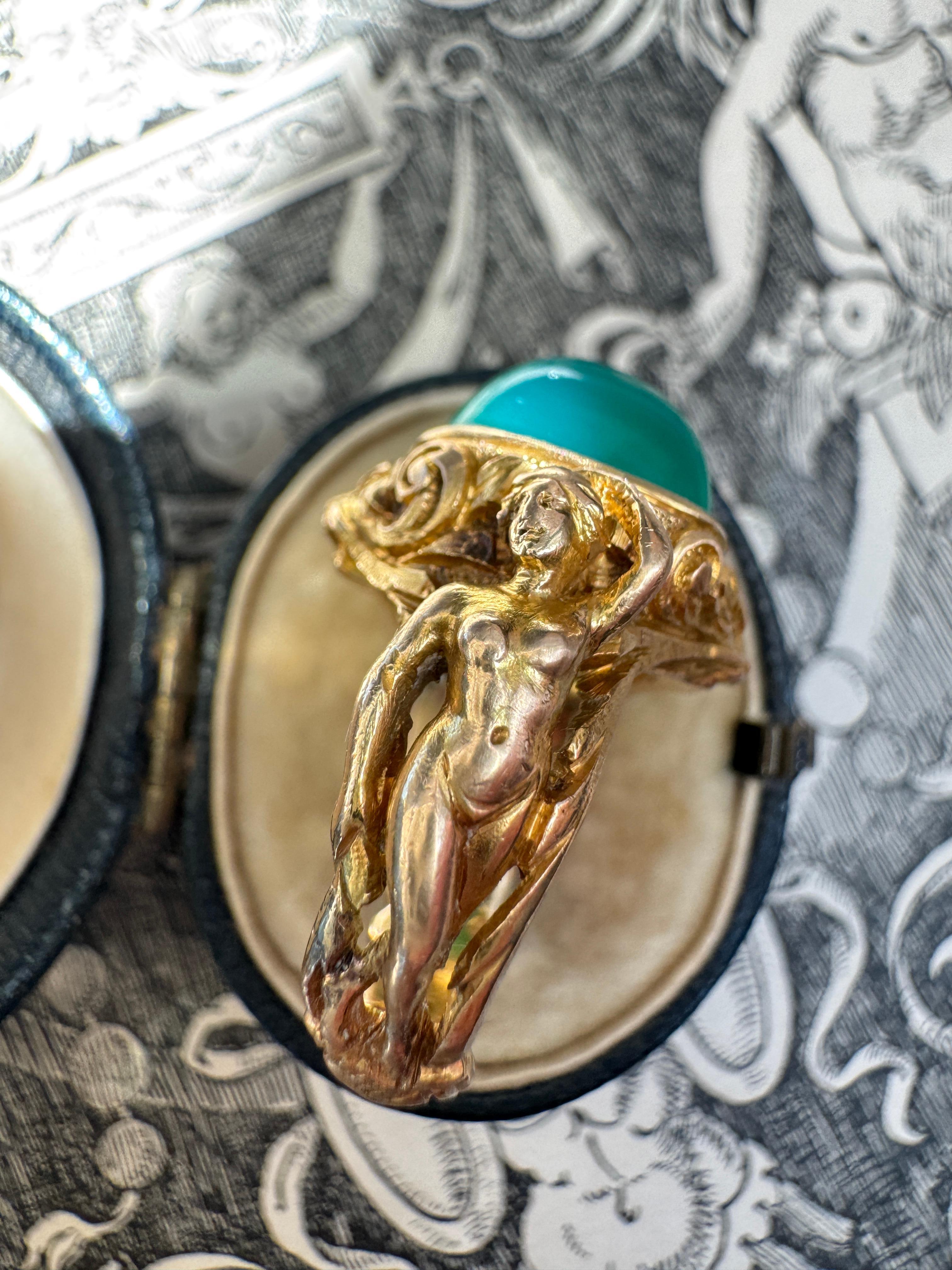 18K Classical Revival Ring of Pan and Bacchante In Good Condition For Sale In Hummelstown, PA