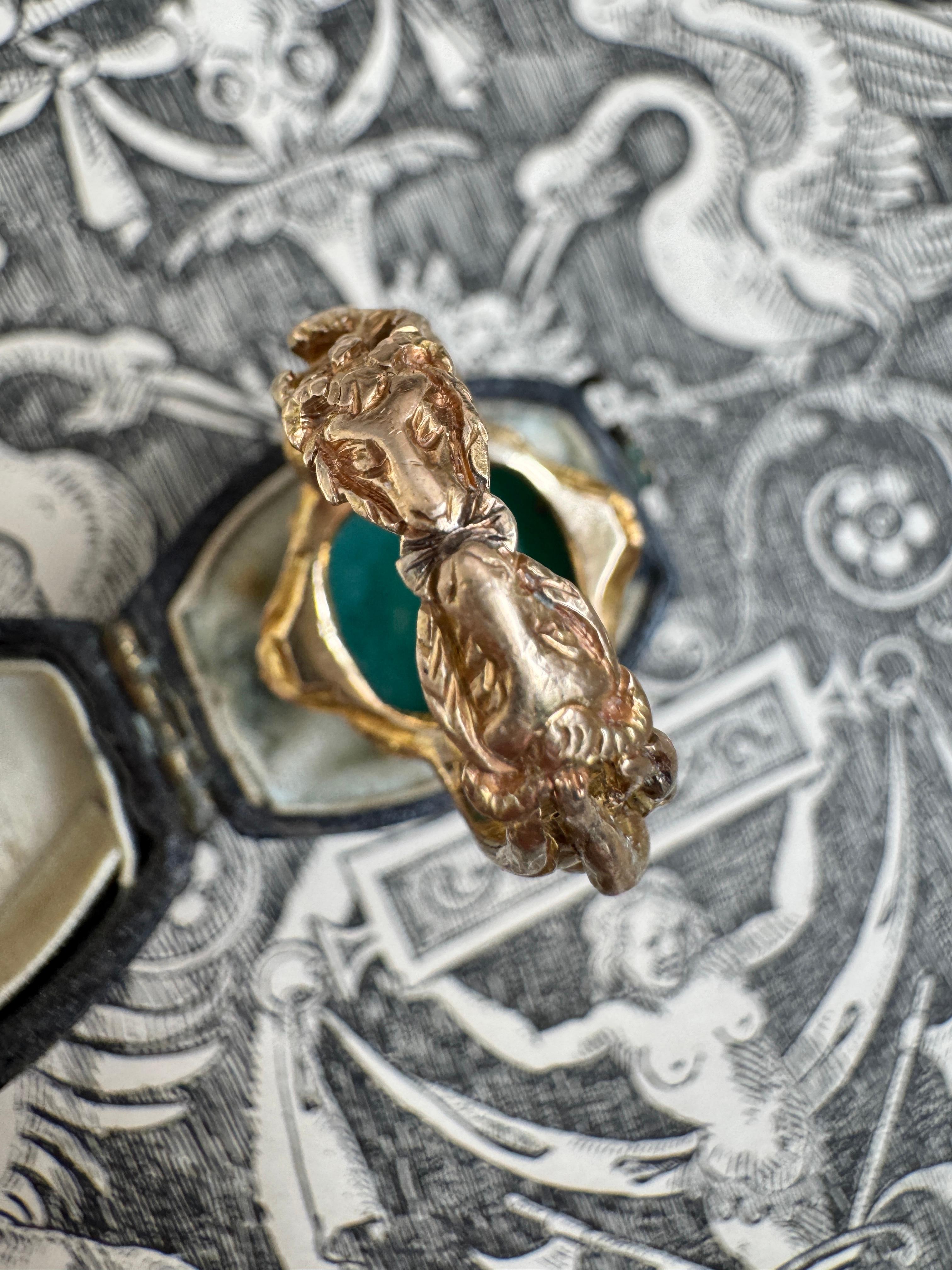 18K Classical Revival Ring of Pan and Bacchante For Sale 2