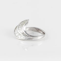 Modern Tapered Baguette Diamond 18K White Gold Ring