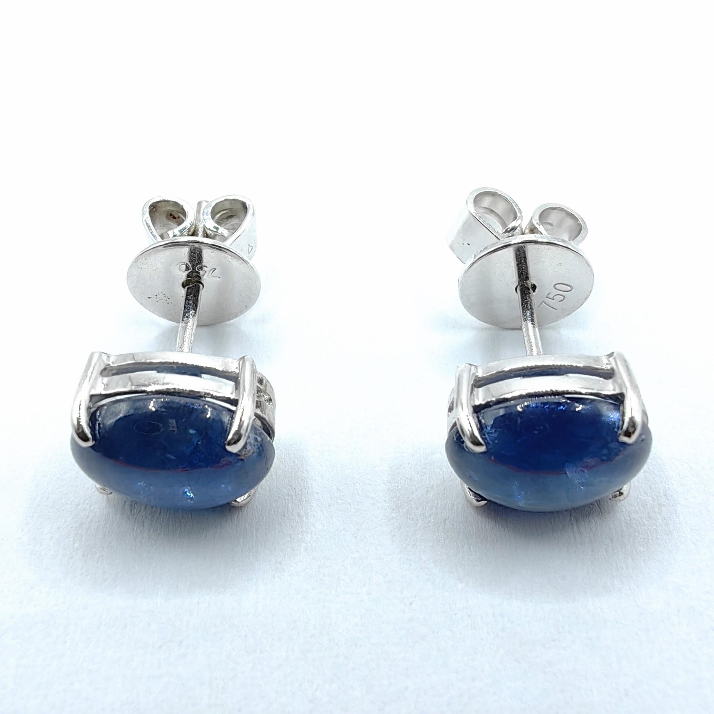 Orecchini convertibili con zaffiro e diamante in 18 carati - Borchie a cabochon con gocce a cuore in vendita 6