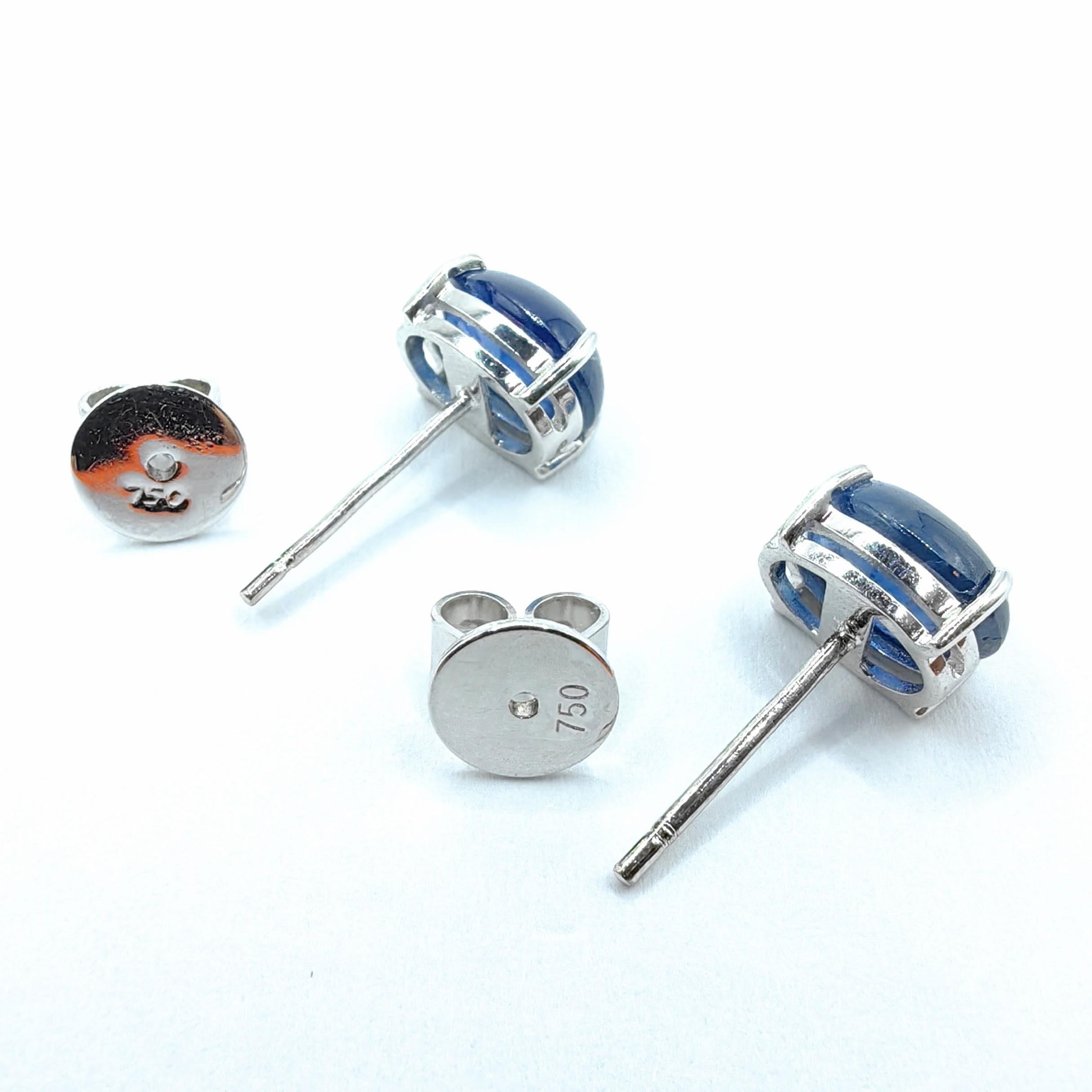 Orecchini convertibili con zaffiro e diamante in 18 carati - Borchie a cabochon con gocce a cuore in vendita 7