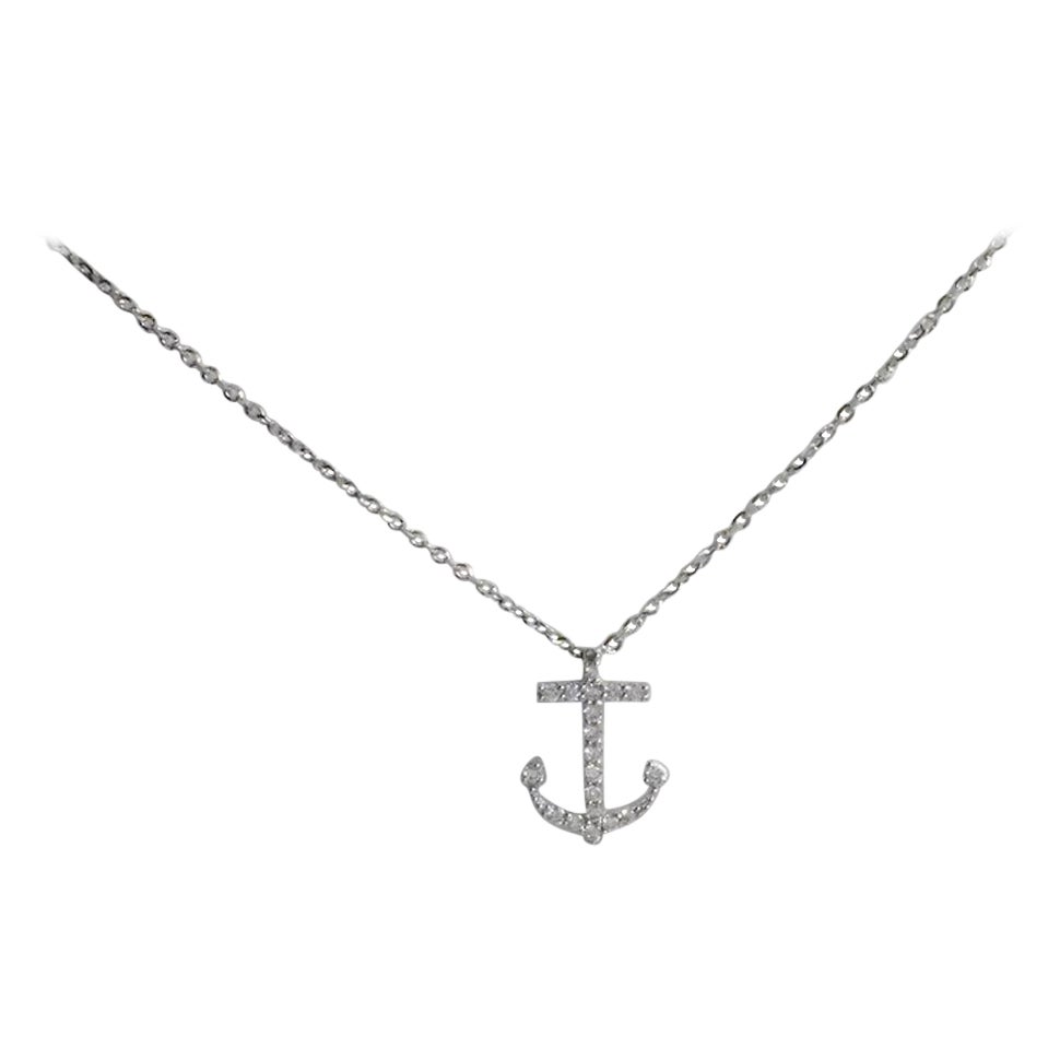 Antique Victorian Diamond Two Color Gold Anchor Pendant Necklace at 1stDibs