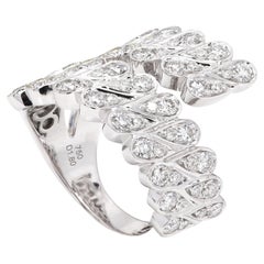 18k Crossover Ring Band Diamonds Natural Unique and Artistic Trendy
