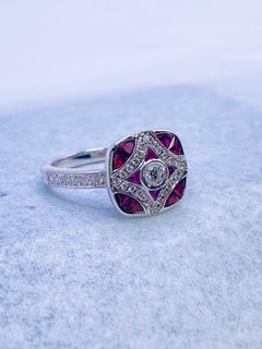 Custom Ruby and Diamond White Gold Ring