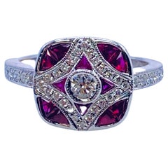 Custom Ruby and Diamond White Gold Ring