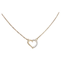 18k Gold Dainty Gold Diamond Heart Necklace VS Natural Round Diamond