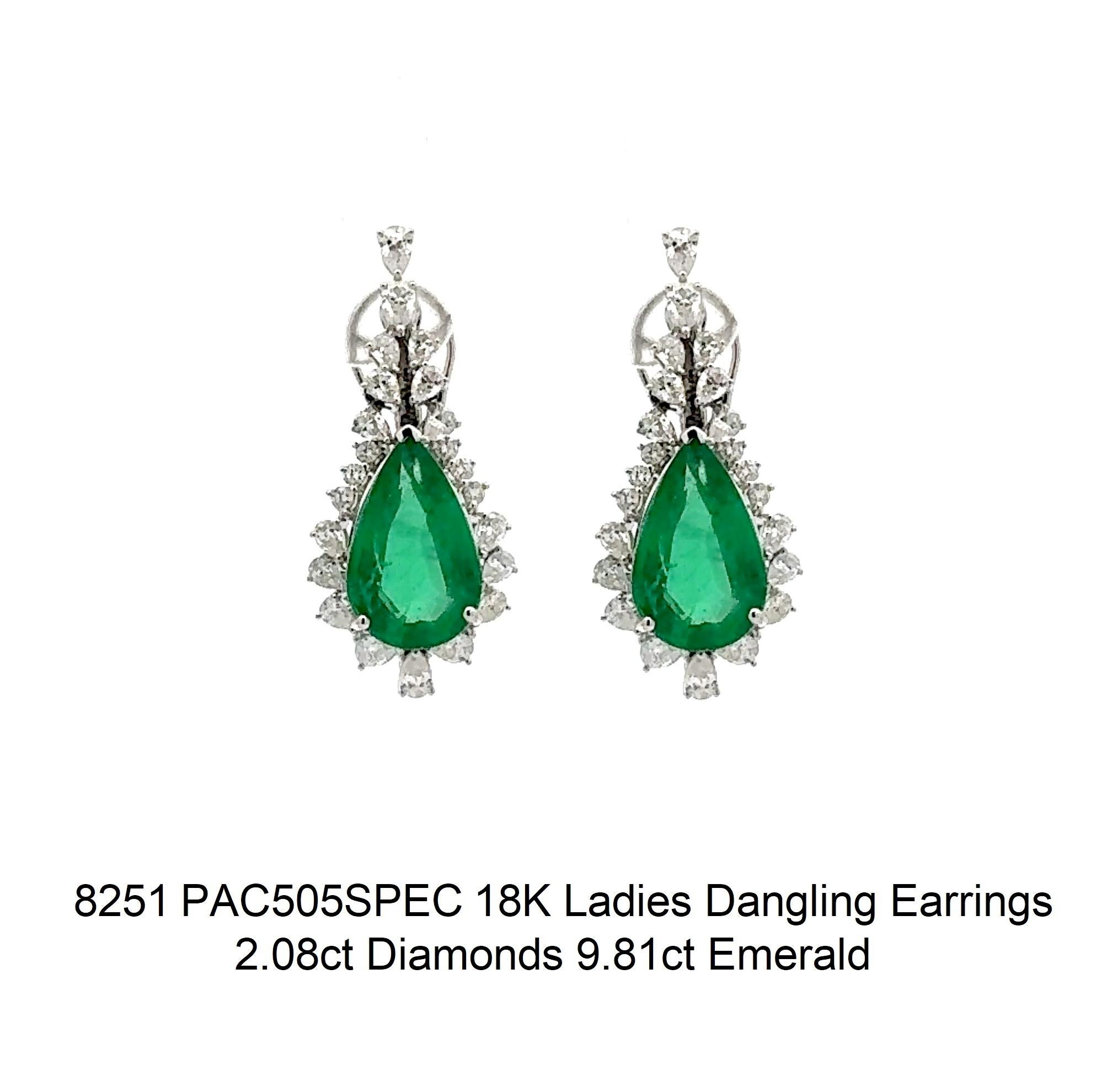 Pendientes Colgantes 18K con Esmeraldas y Diamantes Corte esmeralda en venta