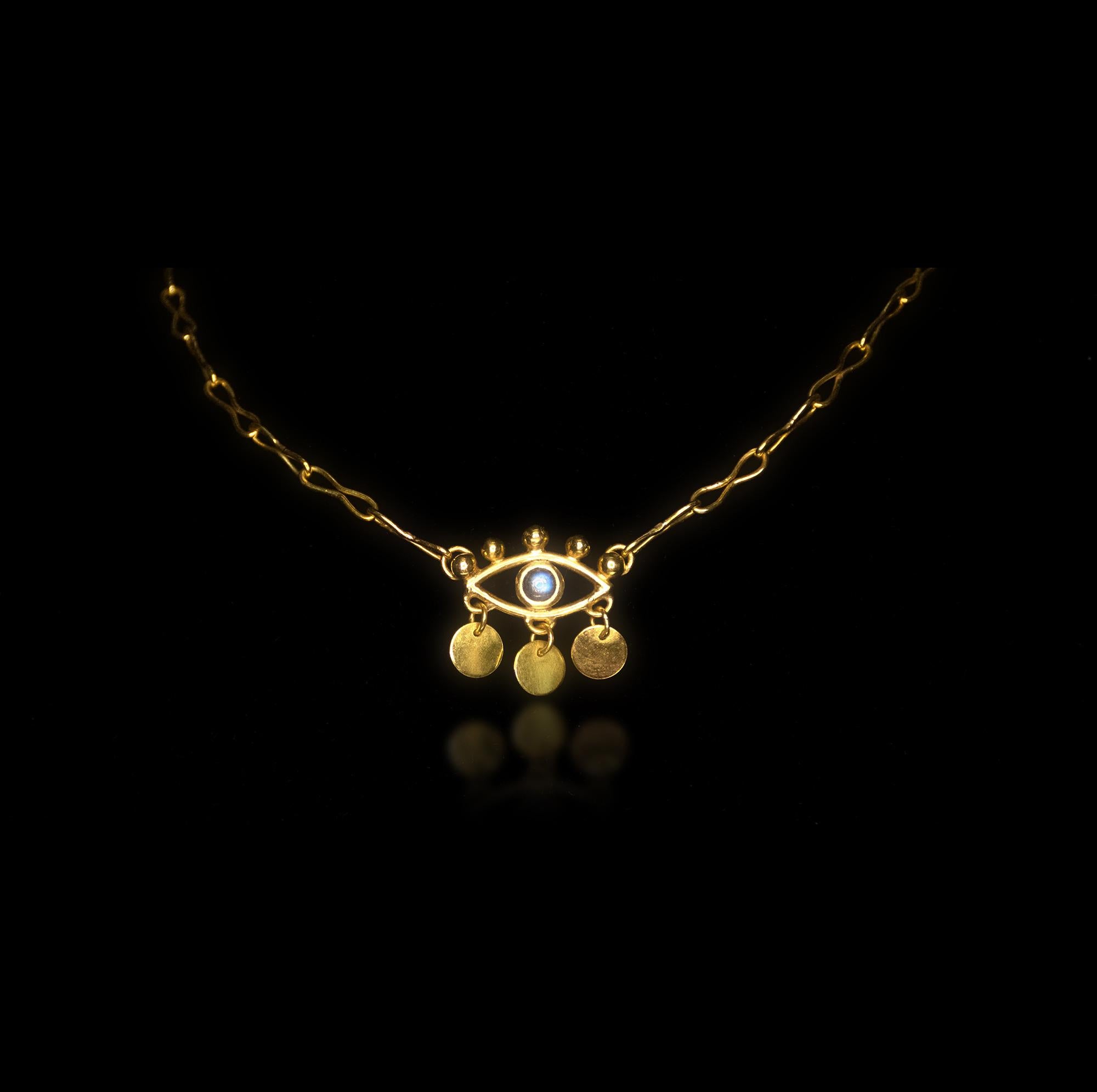 Women's or Men's 18K Dangling Eye necklace For Sale