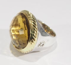 18 Karat David Yurman Albion Ring Citrine Sterling Silver
