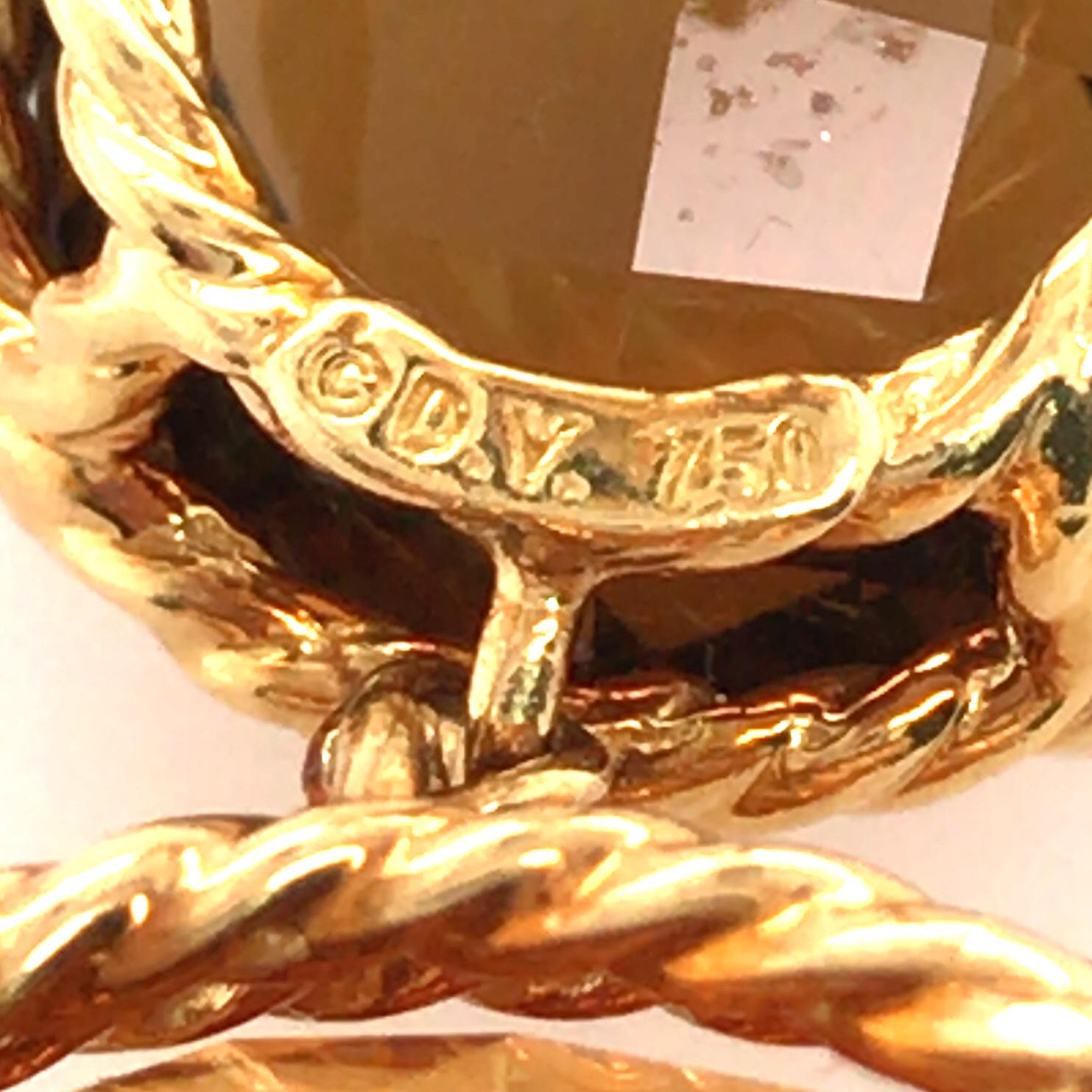 18K David Yurman Citrine and Smoky Quartz Chatelaine Drop Earrings Yellow Gold In Good Condition In Boca Raton, FL