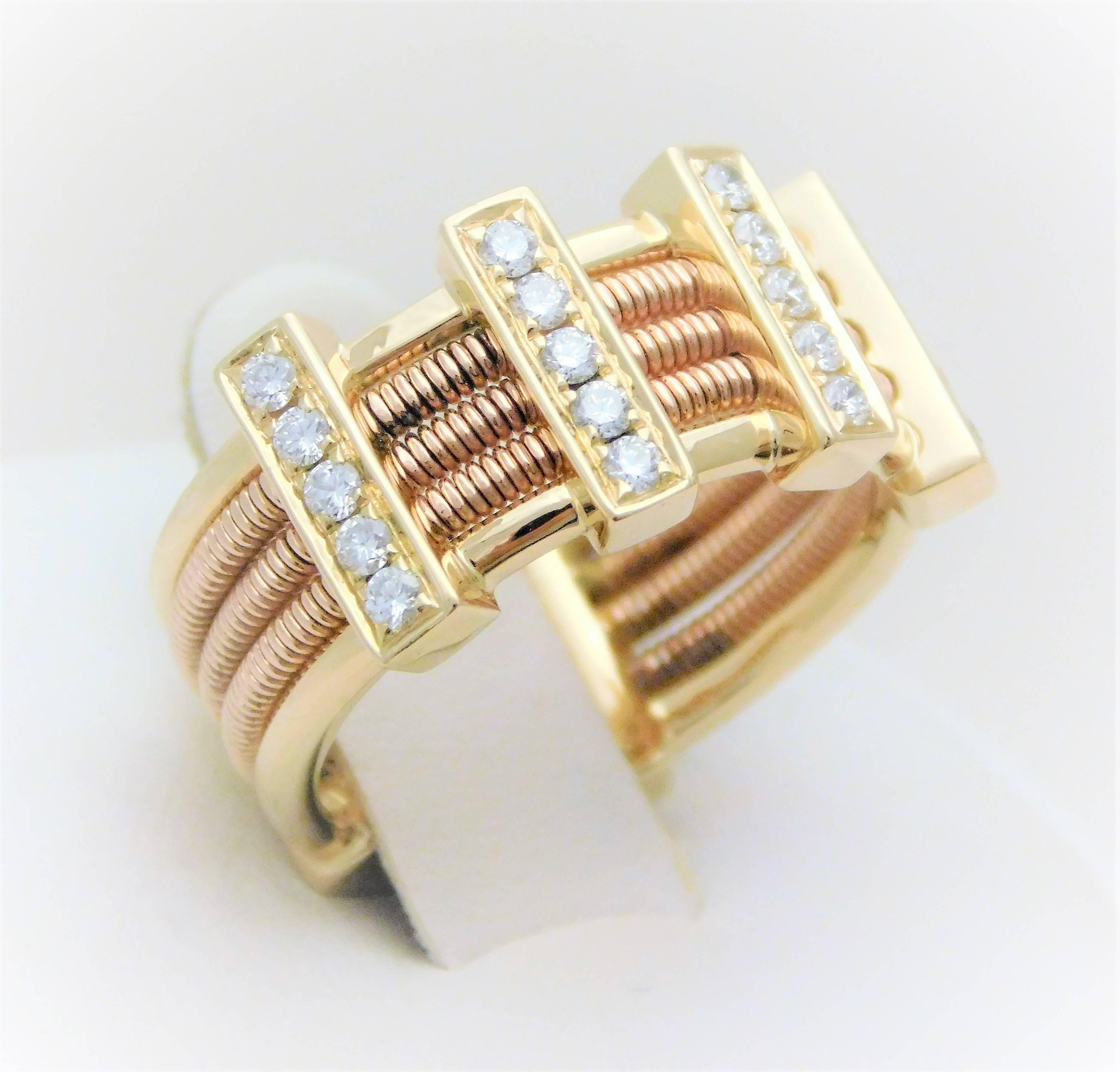 Modern 18 Karat Designer Diamond Stack Ring