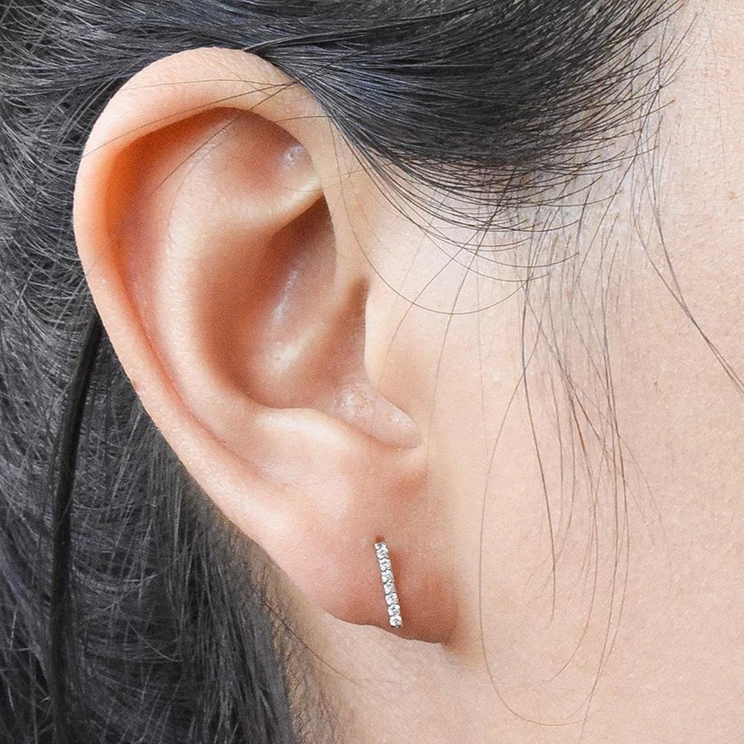 18K Diamante 14 Piezas Pendientes Barra de Diamantes Delicado Minimalista Cotidiano en venta 3