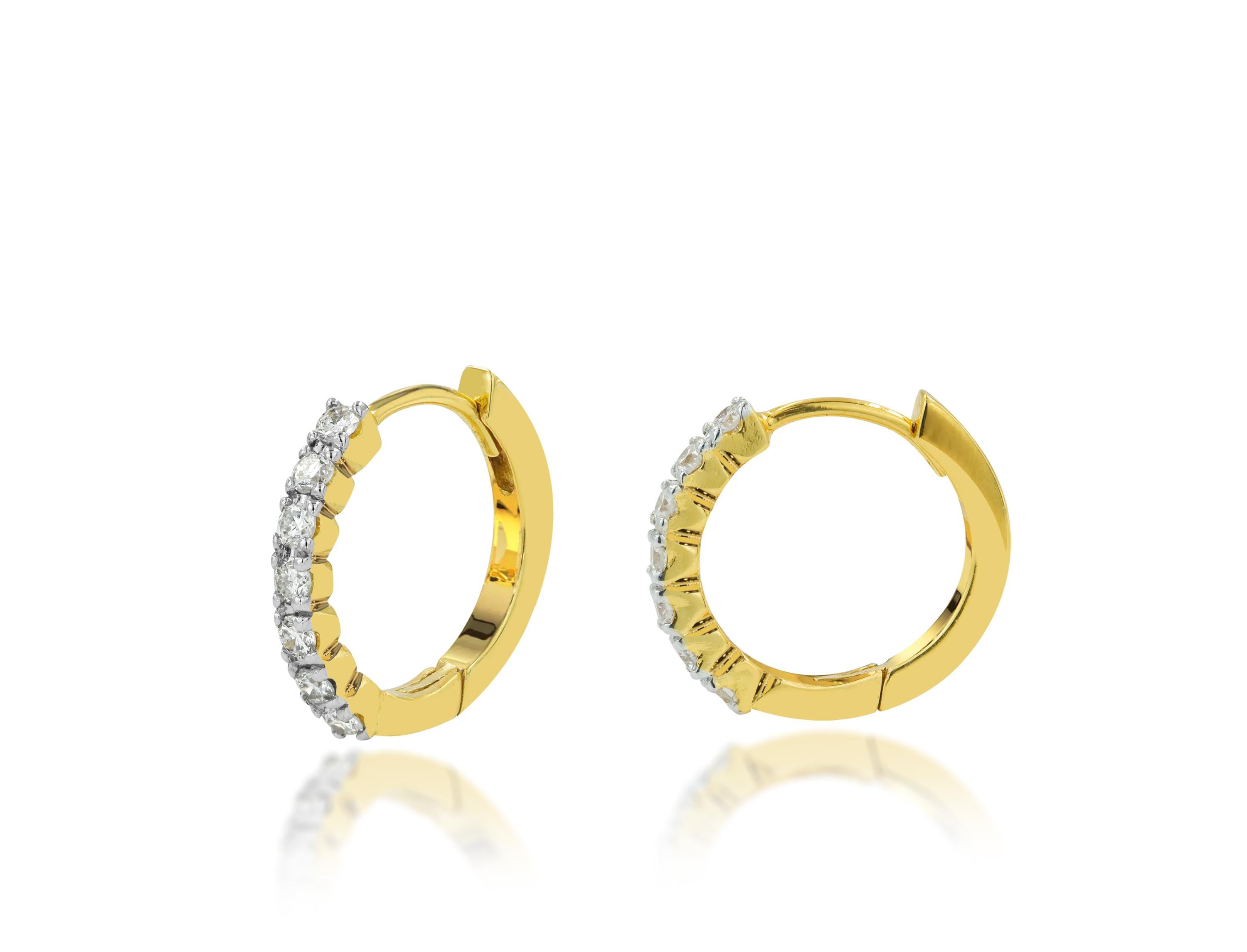 18 Karat Diamant 14 Karat Diamant-Ohrring mit Diamant-Creolen und Huggies im Zustand „Neu“ im Angebot in Bangkok, TH