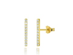 18K Diamond 20 Pcs Diamond Bar Earrings Dainty Bar Earring Long