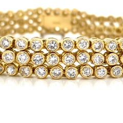 18k Diamond 3-Row Bezel Tennis Bracelet Yellow Gold