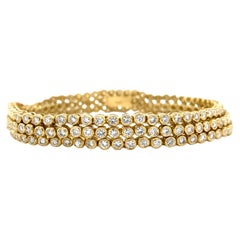 18k Diamond 3-Row Bezel Tennis Bracelet Yellow Gold