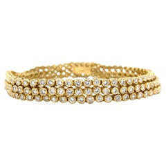 18k Diamond 3-Row Bezel Tennis Bracelet Yellow Gold