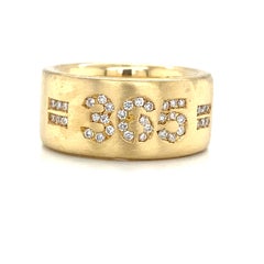 18k Diamond '365' Wide Band Yellow Gold