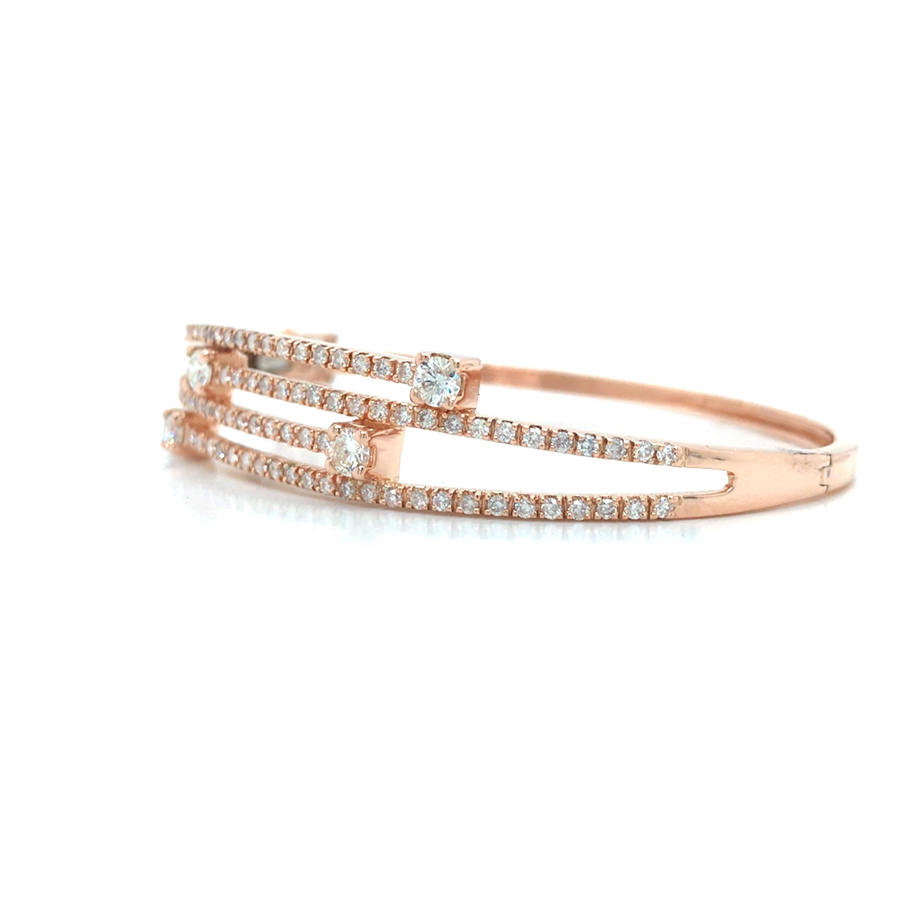 18K Diamant 4-Reihen Armreif Gelbgold im Zustand „Gut“ im Angebot in Boca Raton, FL