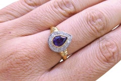 18 Karat Diamond and Amethyst Ladies Ring