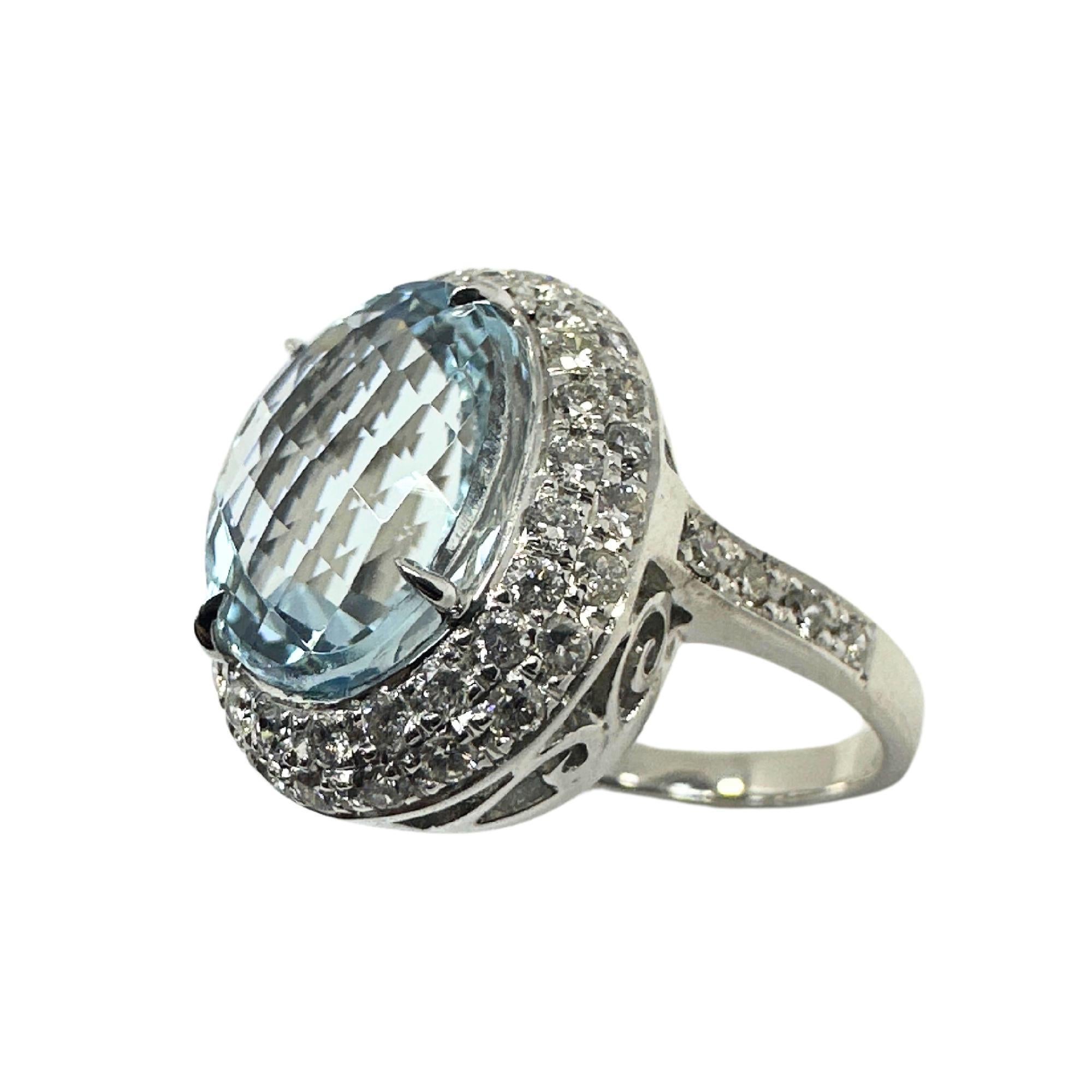 Women's 18k Diamond and Aquamarine Ring