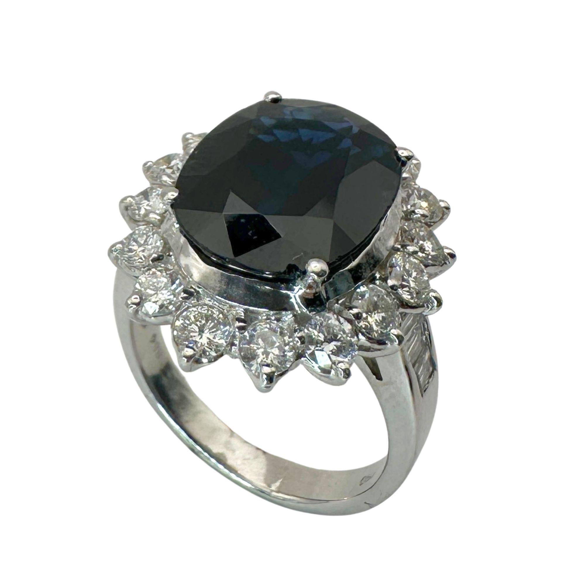 Oval Cut 18k Diamond and Australian Sapphire Princess Diana Ring For Sale
