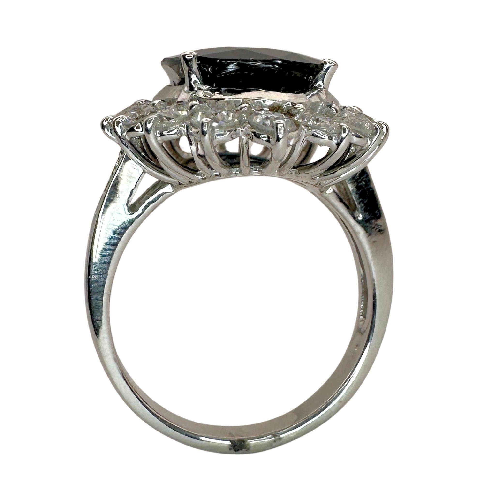 18k Diamond and Australian Sapphire Princess Diana Ring For Sale 1