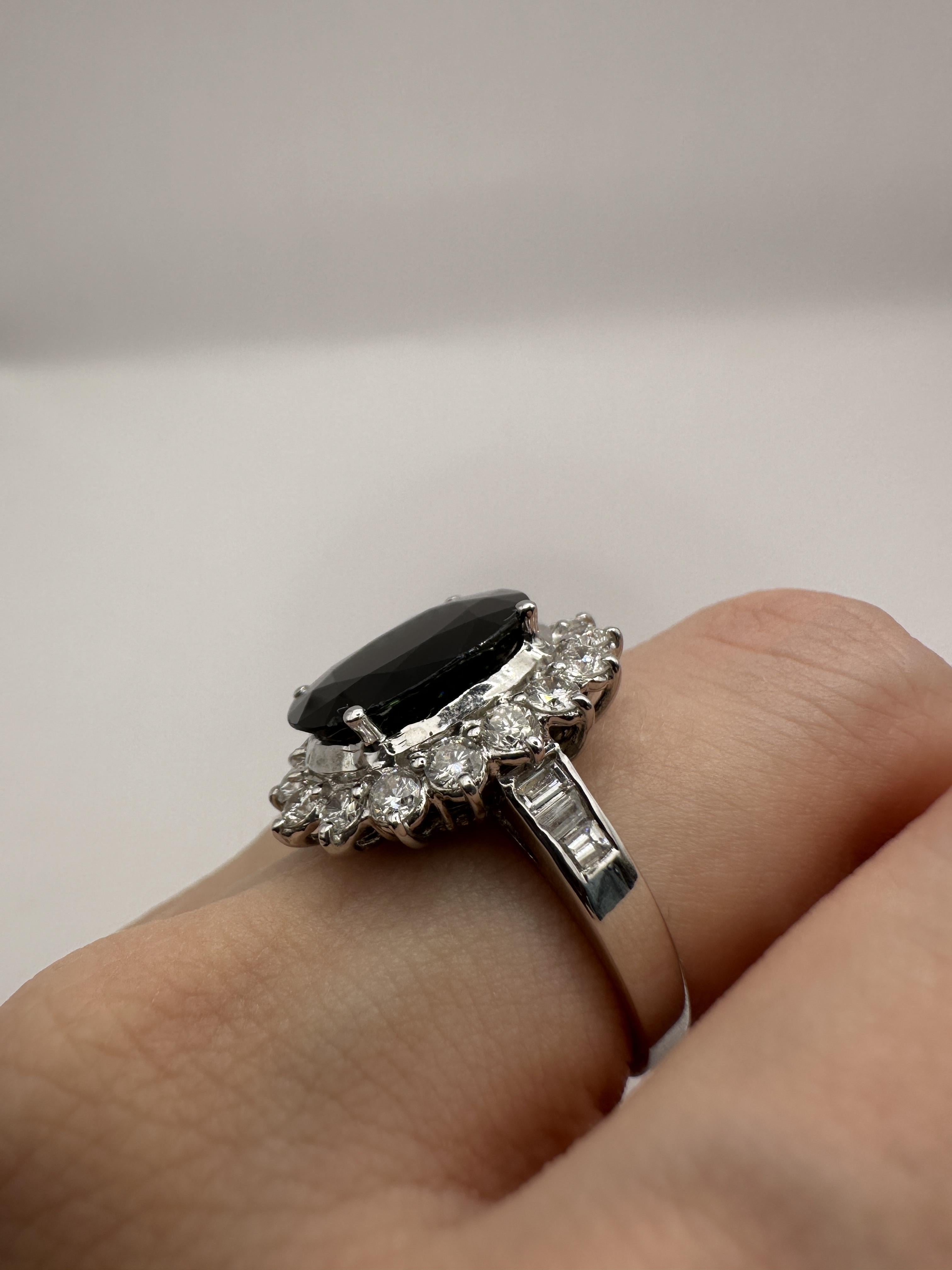 18k Diamond and Australian Sapphire Princess Diana Ring For Sale 3