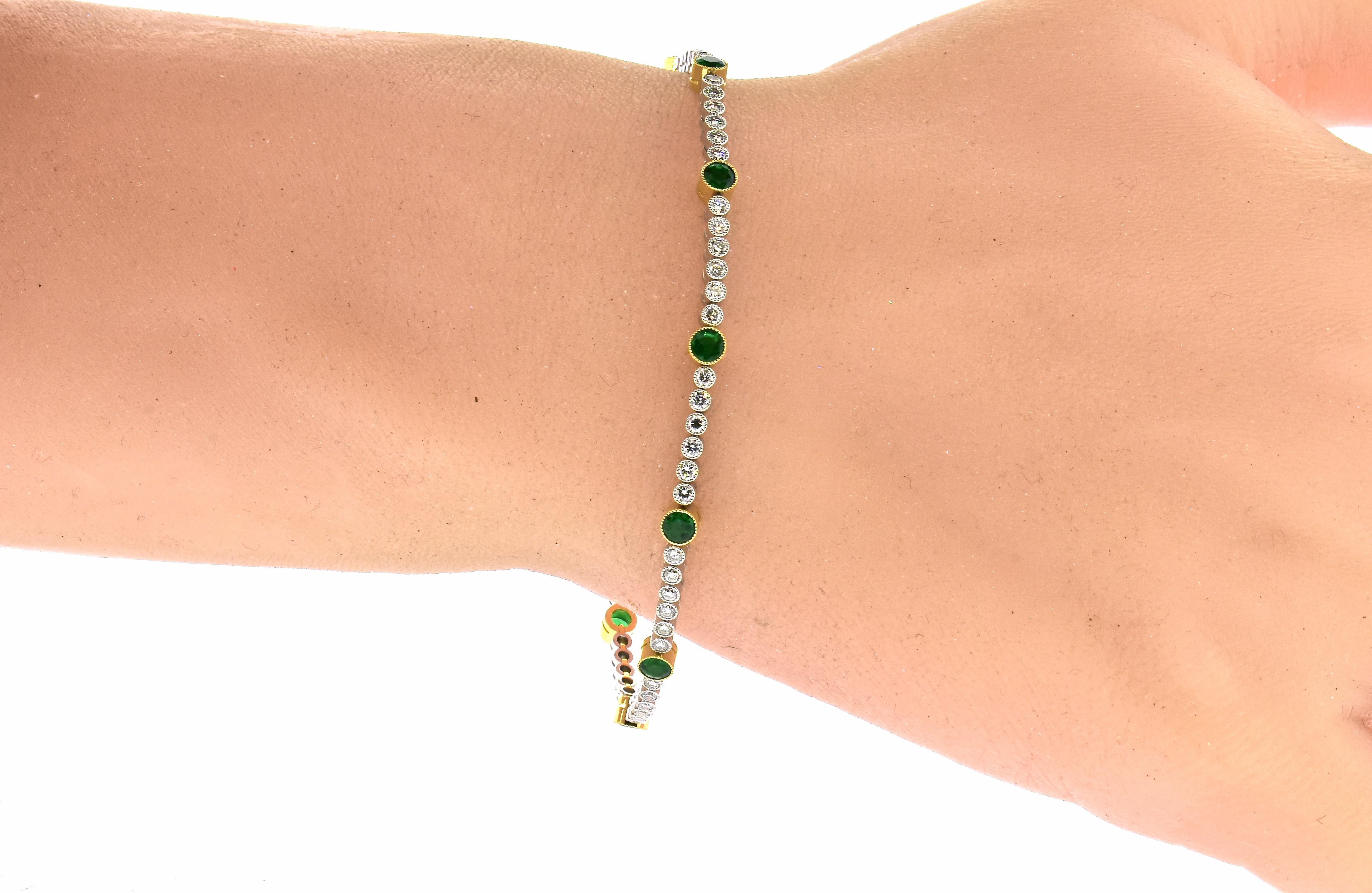 18 Karat, Diamond and Emerald Bracelet by Lucie Campbell, London 3