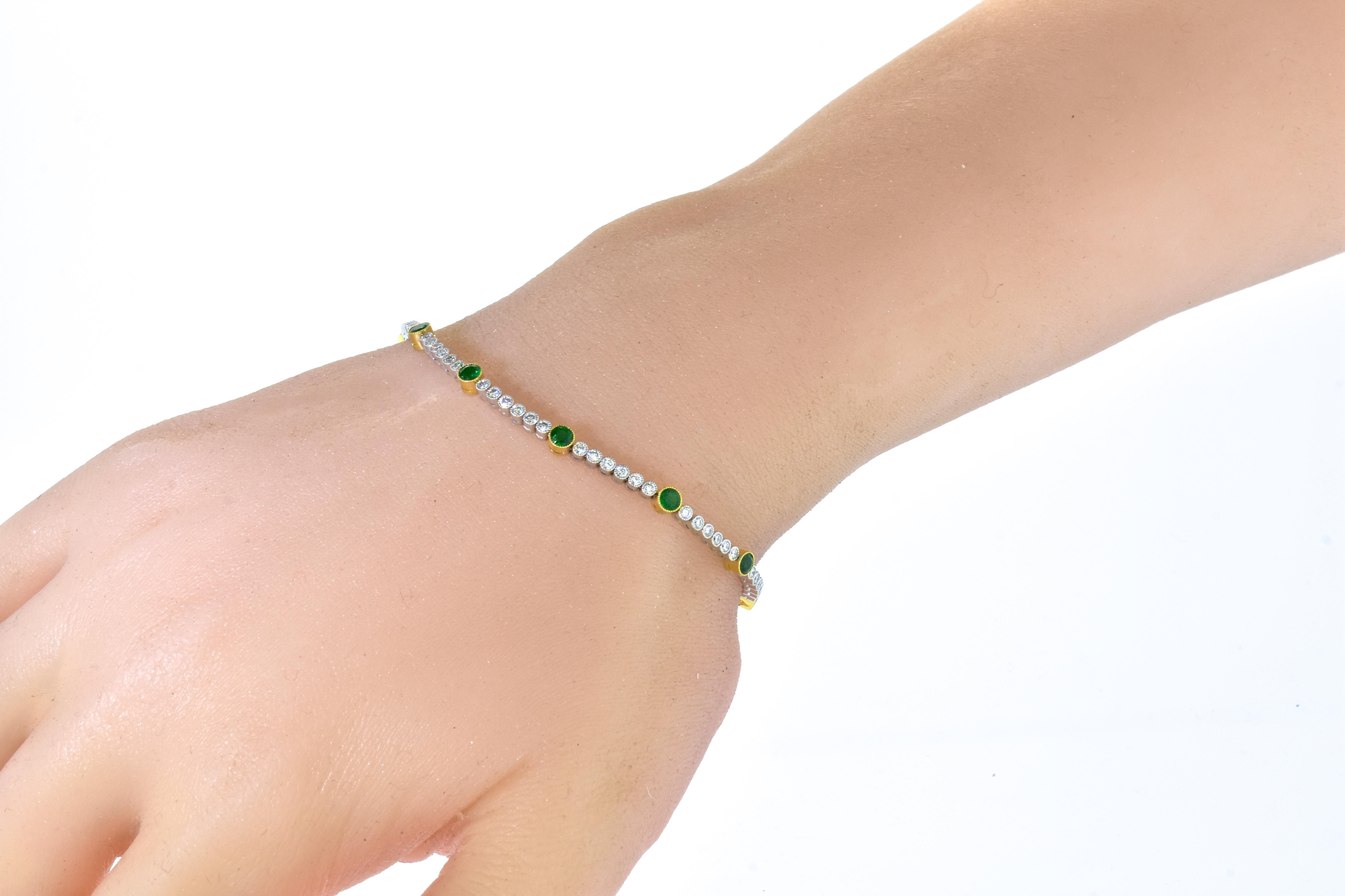 18 Karat, Diamond and Emerald Bracelet by Lucie Campbell, London 4