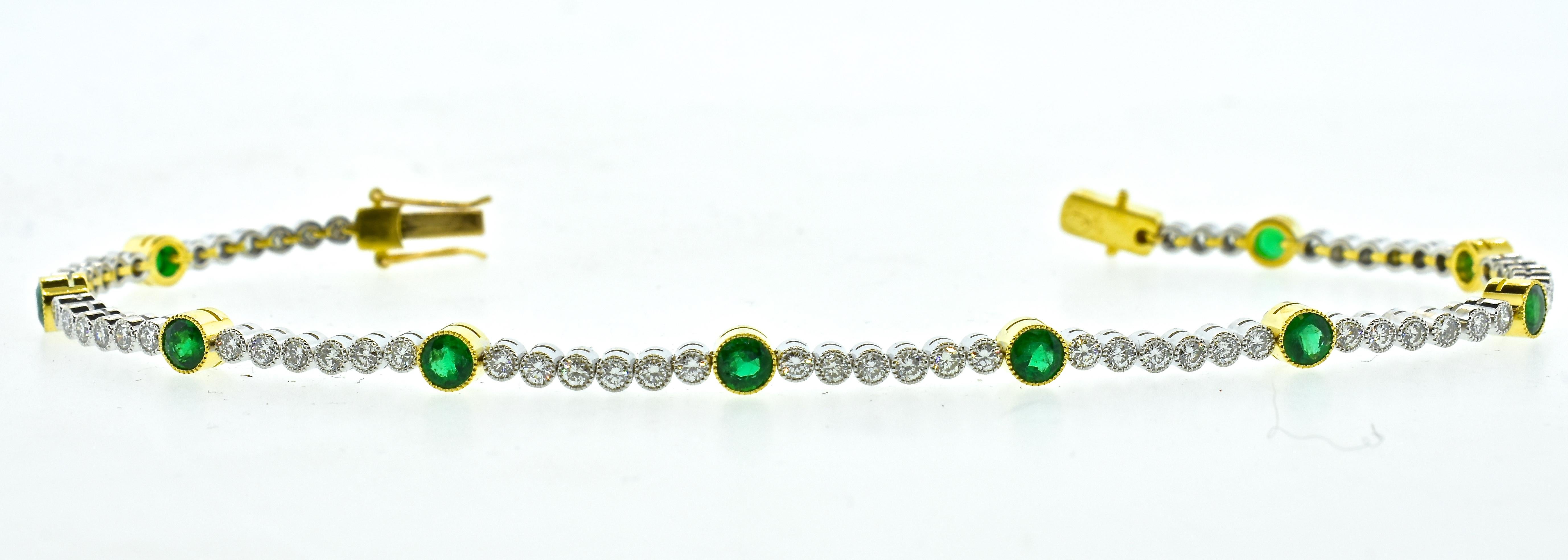 Contemporary 18 Karat, Diamond and Emerald Bracelet by Lucie Campbell, London