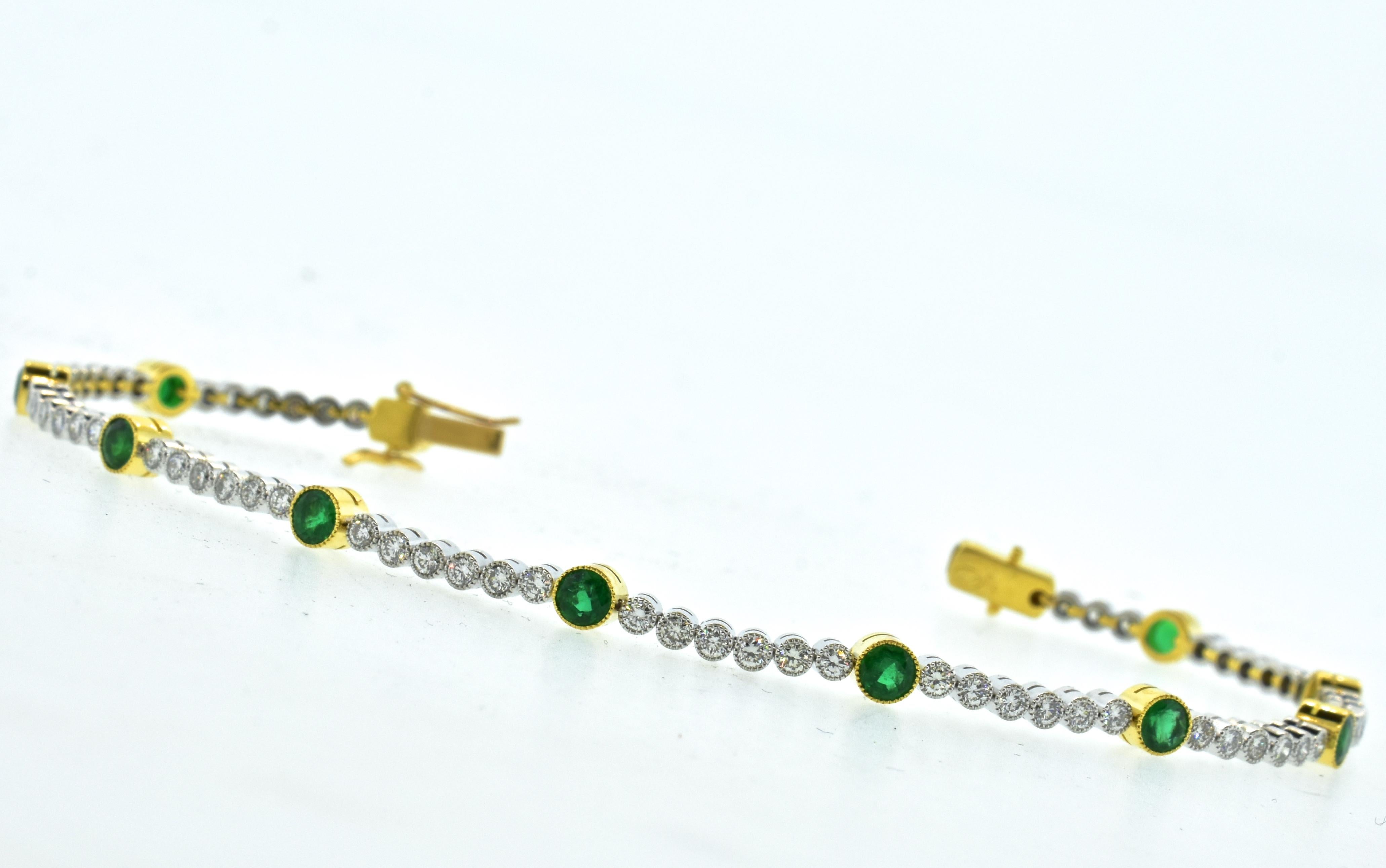18 Karat, Diamond and Emerald Bracelet by Lucie Campbell, London 1