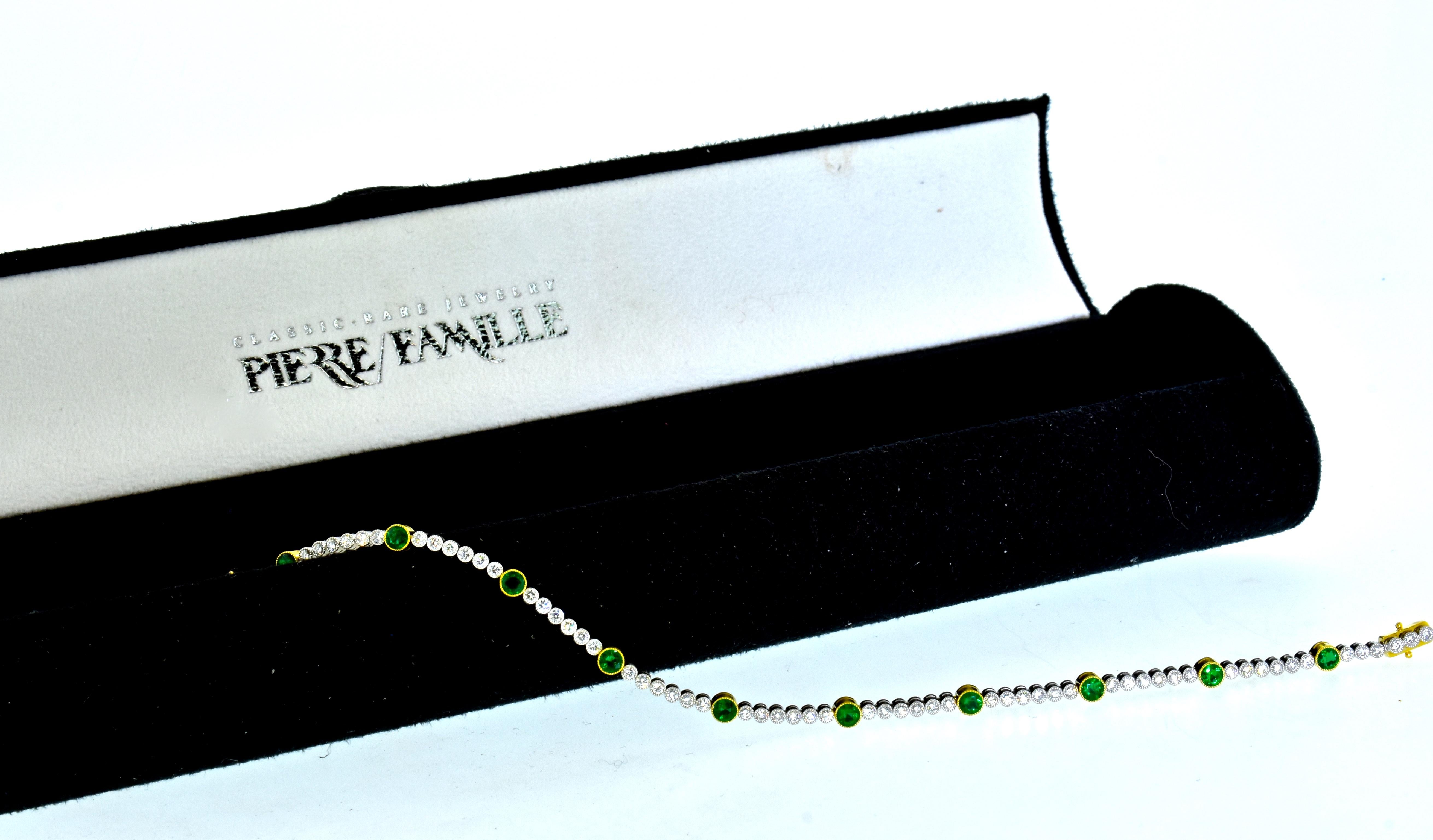 18 Karat, Diamond and Emerald Bracelet by Lucie Campbell, London 2