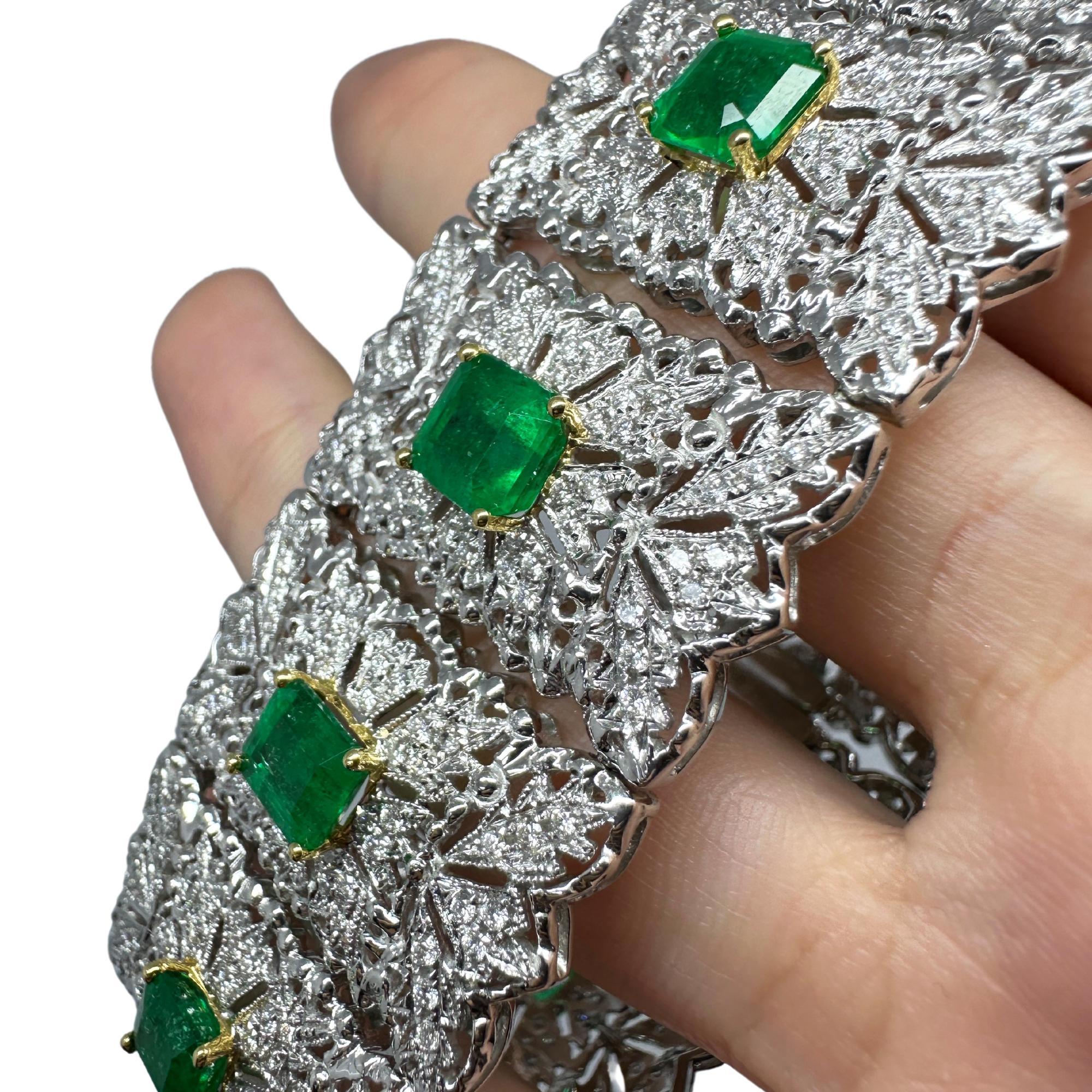 Bracelet en diamant et émeraude 18K en vente 4