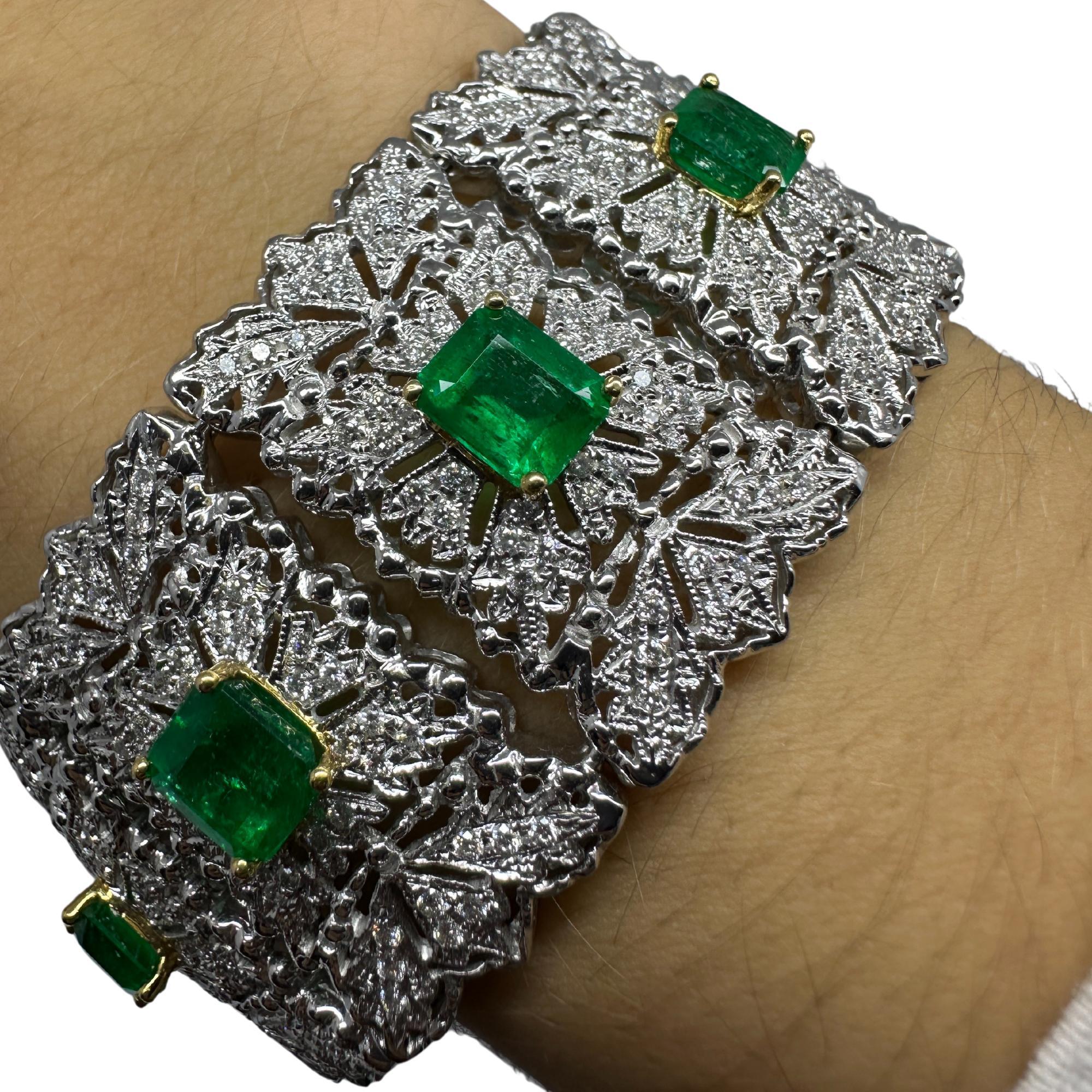 Bracelet en diamant et émeraude 18K en vente 5