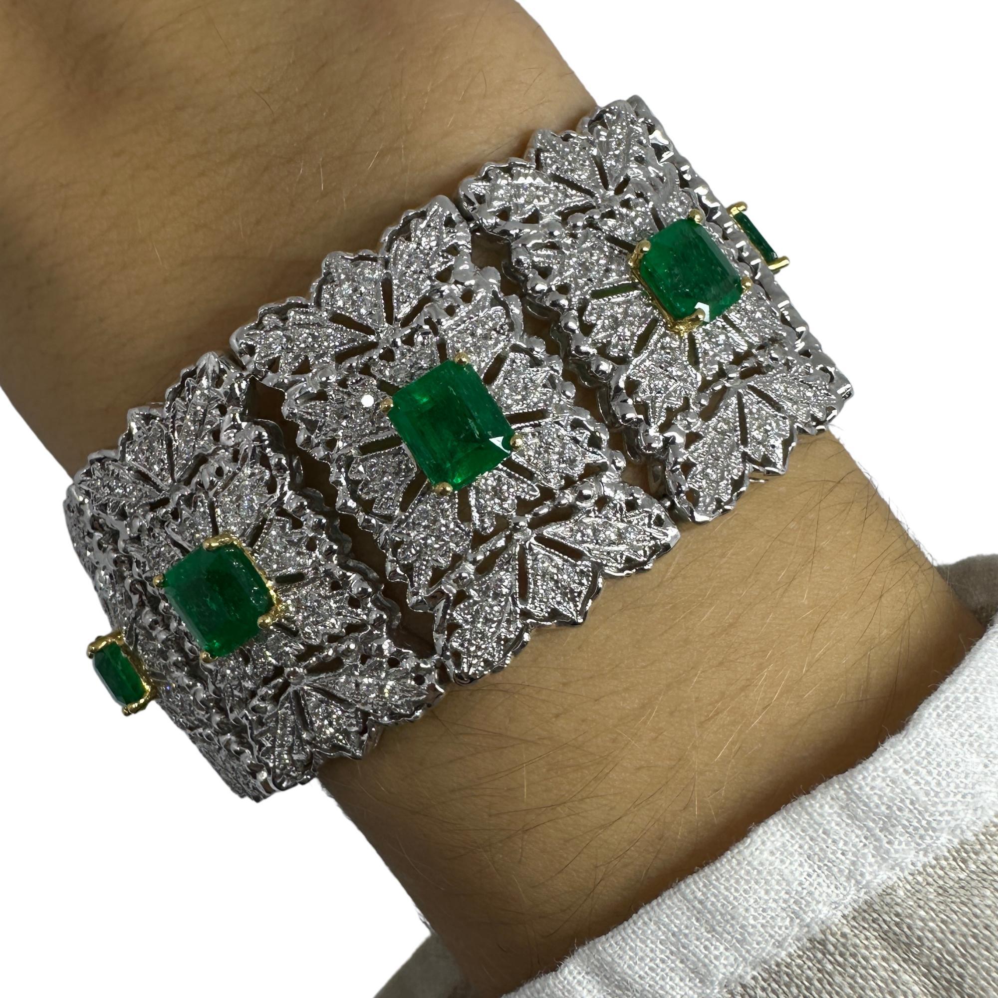 Bracelet en diamant et émeraude 18K en vente 6
