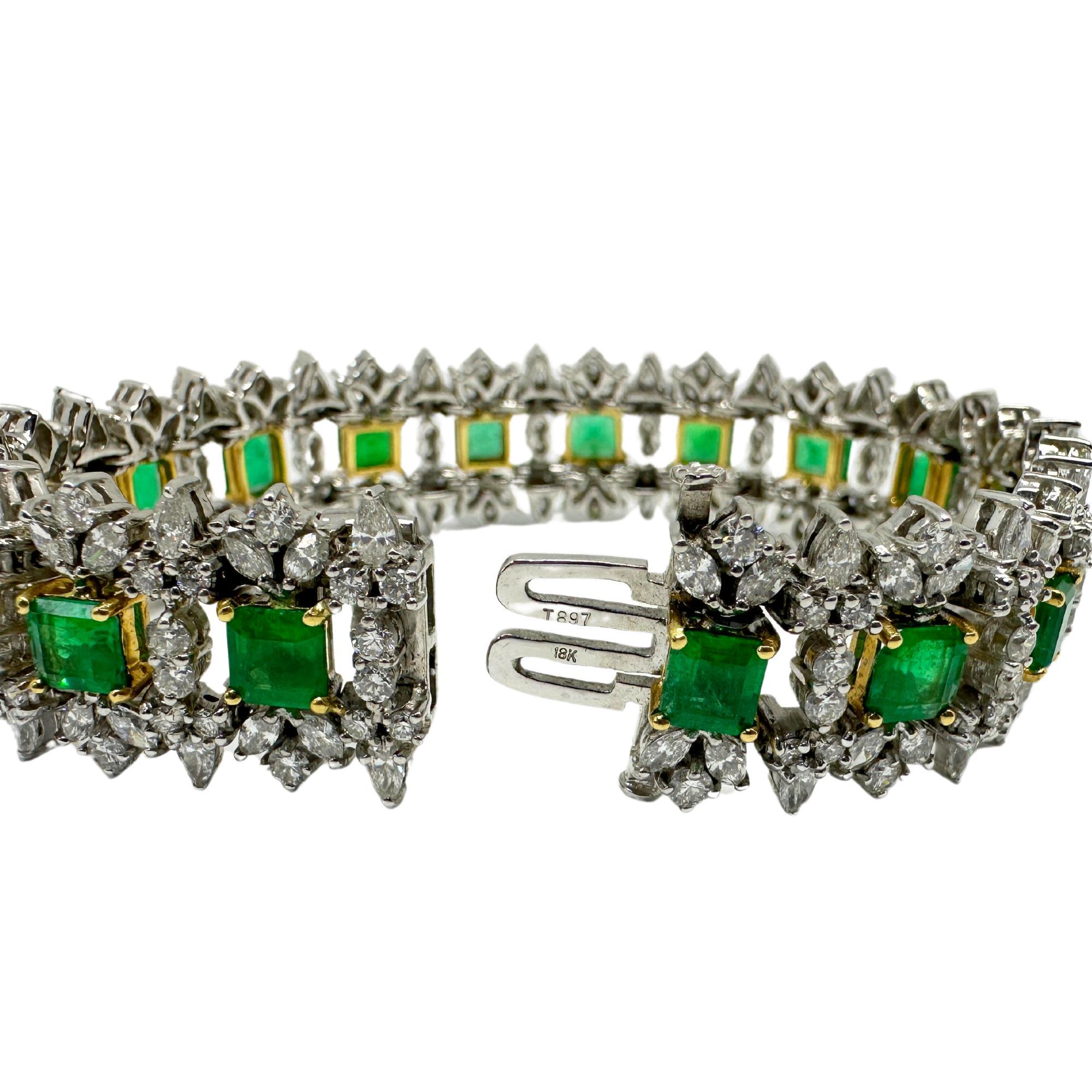 Moderne Bracelet en diamant et émeraude 18K en vente