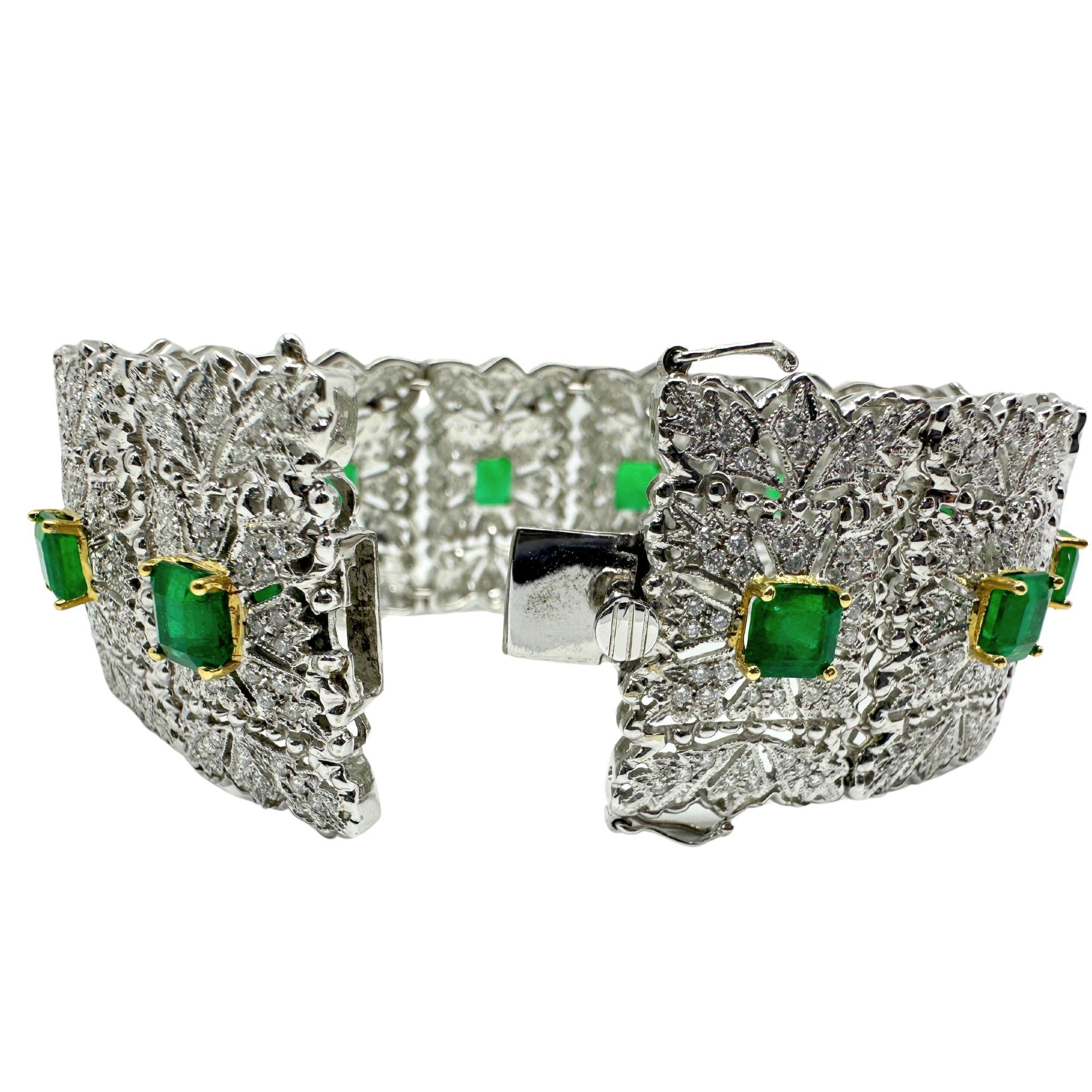 Bracelet en diamant et émeraude 18K Bon état - En vente à New York, NY