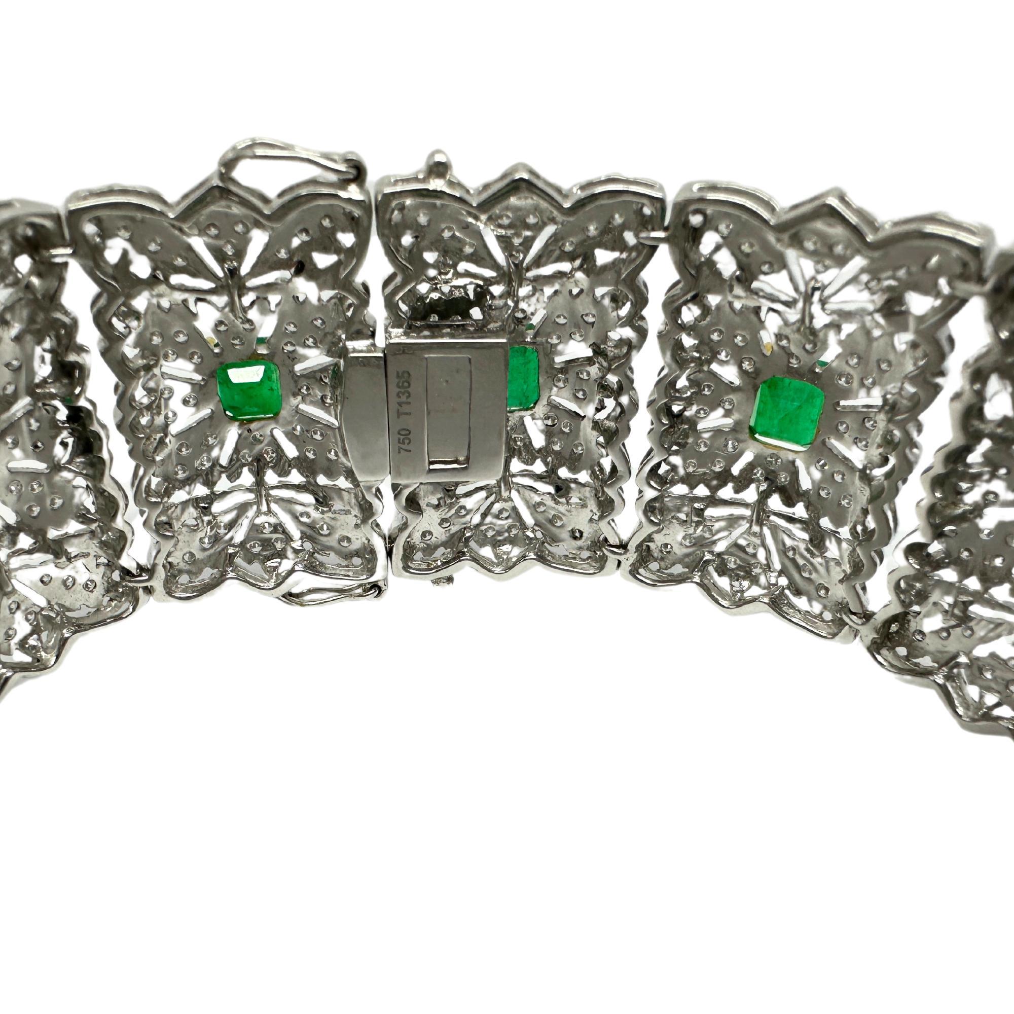 Bracelet en diamant et émeraude 18K Pour femmes en vente