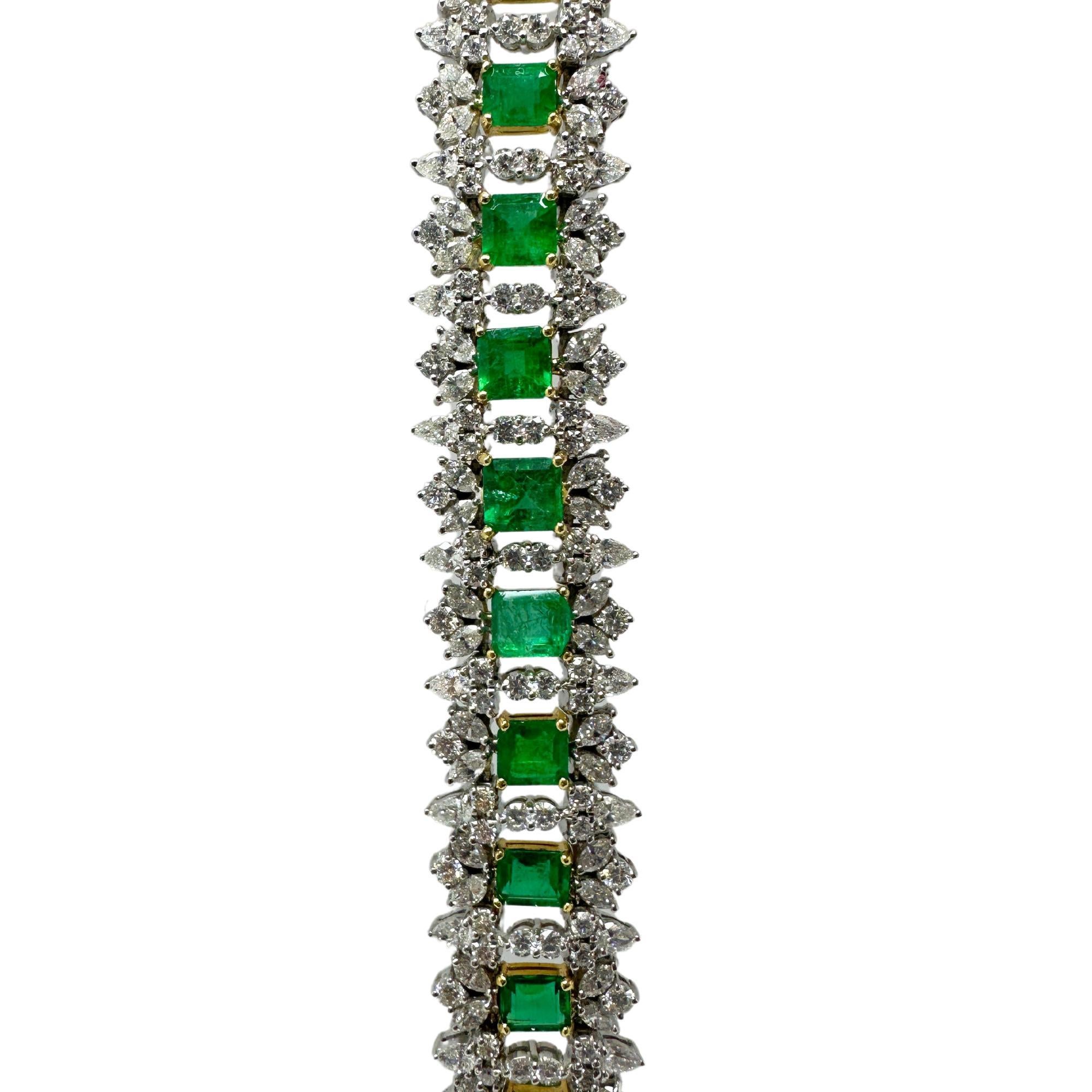 Bracelet en diamant et émeraude 18K Pour femmes en vente