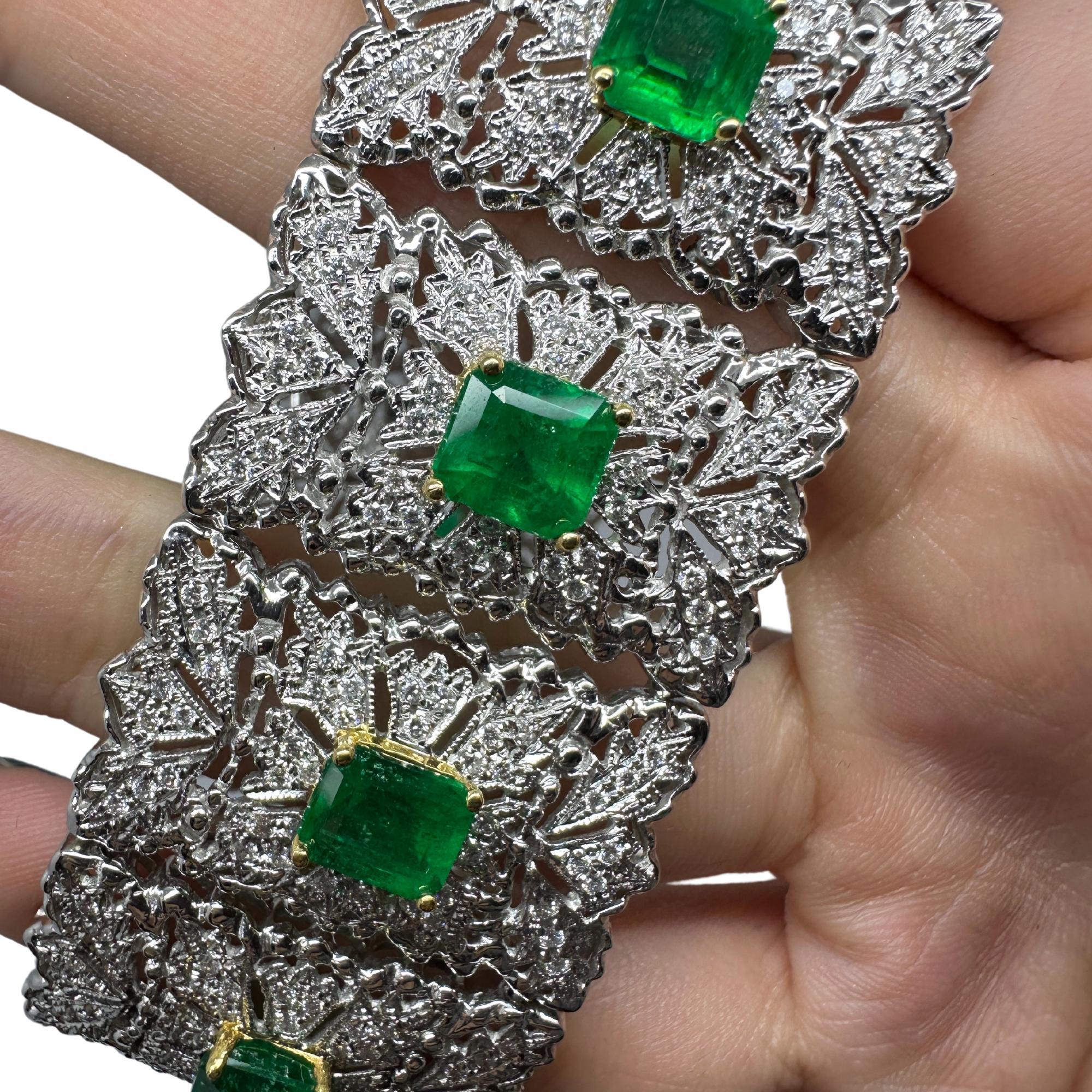 Bracelet en diamant et émeraude 18K en vente 1