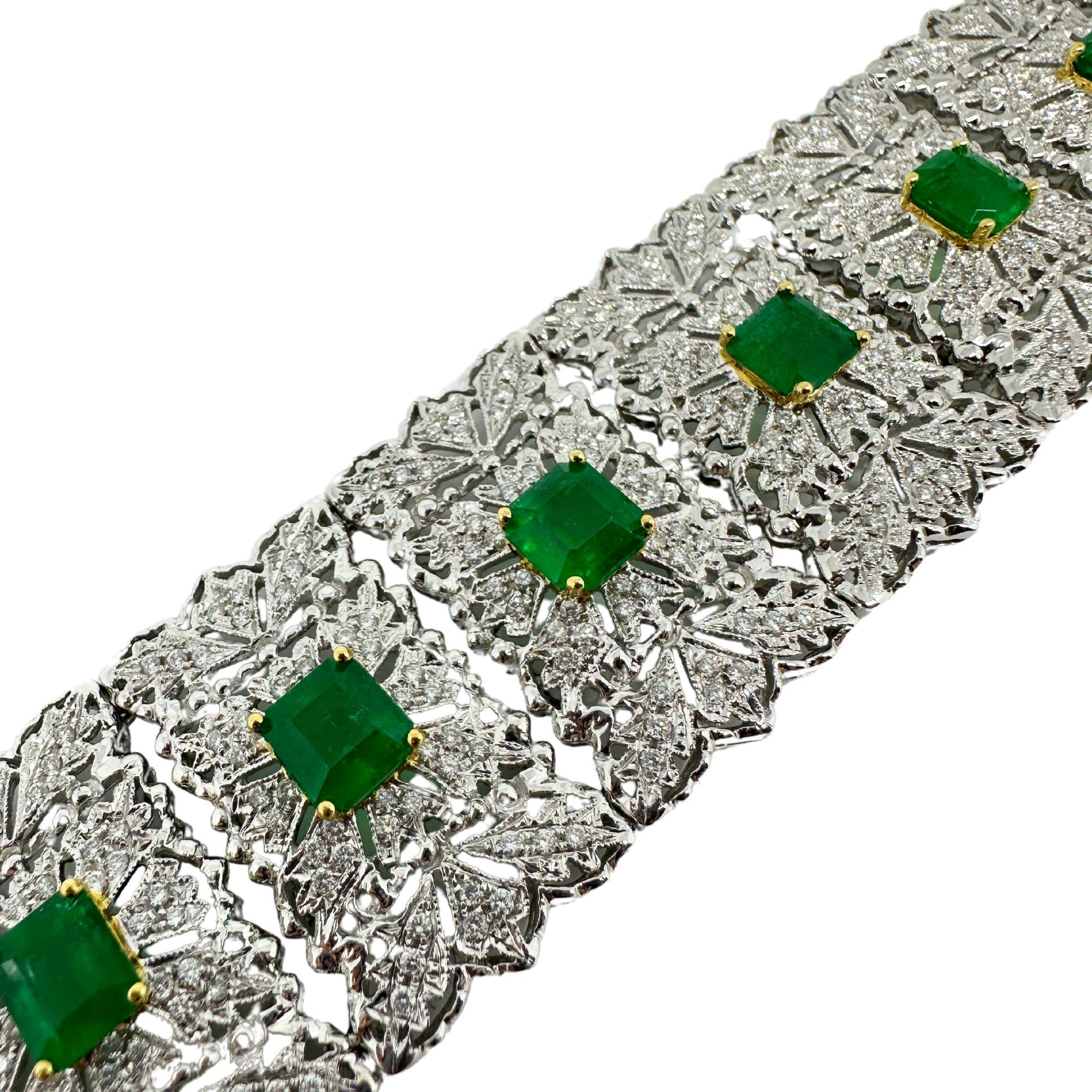 Bracelet en diamant et émeraude 18K en vente 2