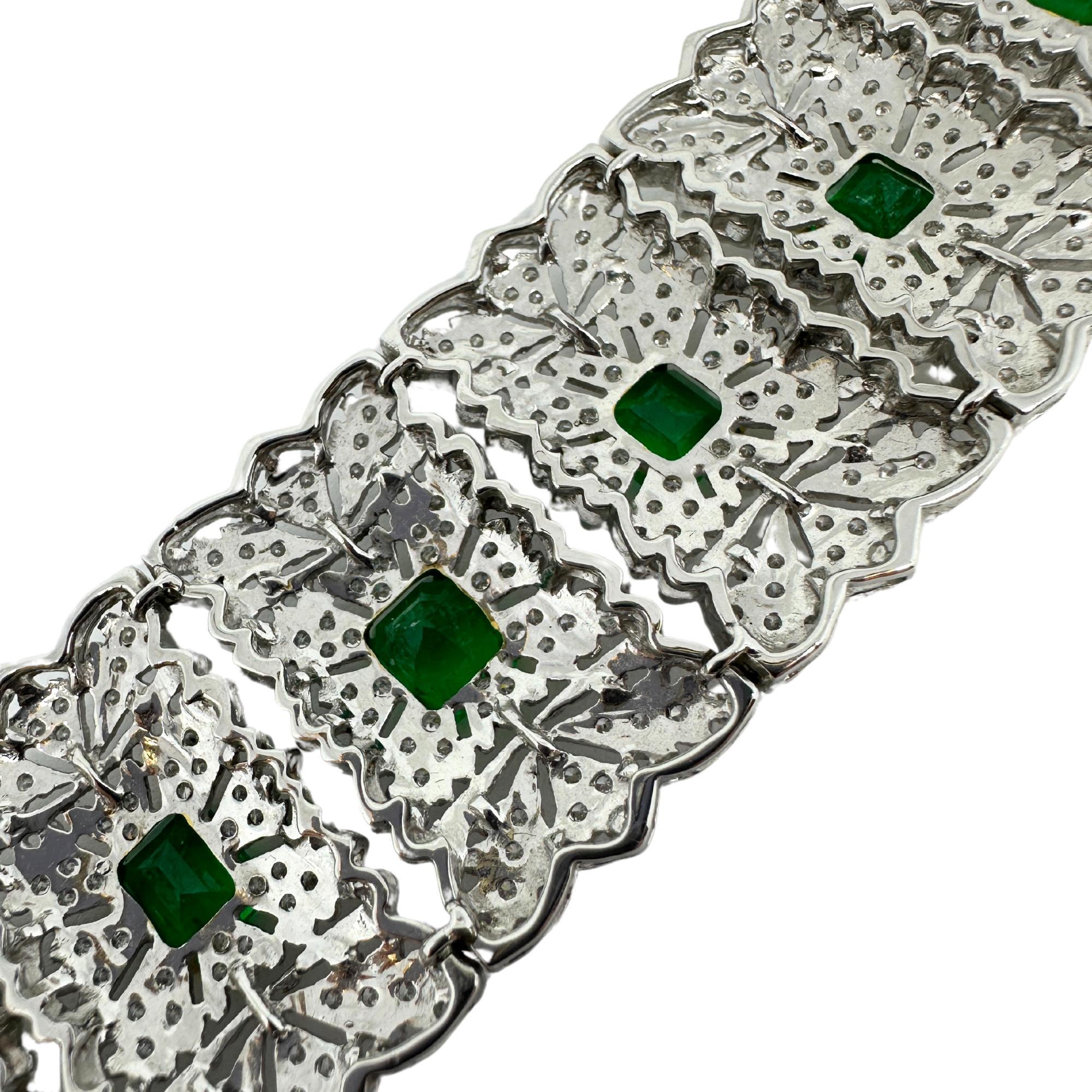 Bracelet en diamant et émeraude 18K en vente 3