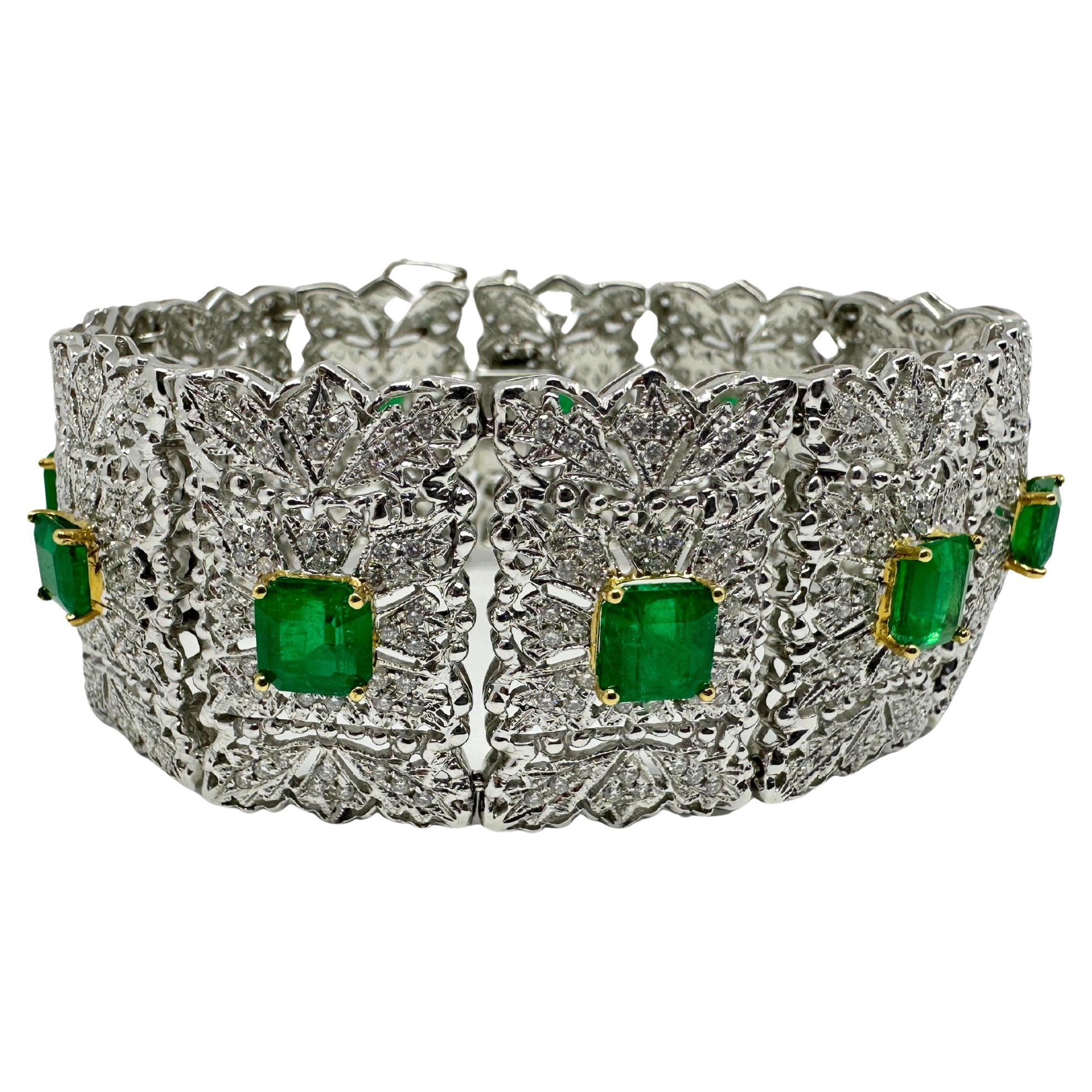 18K Diamond and Emerald Bracelet