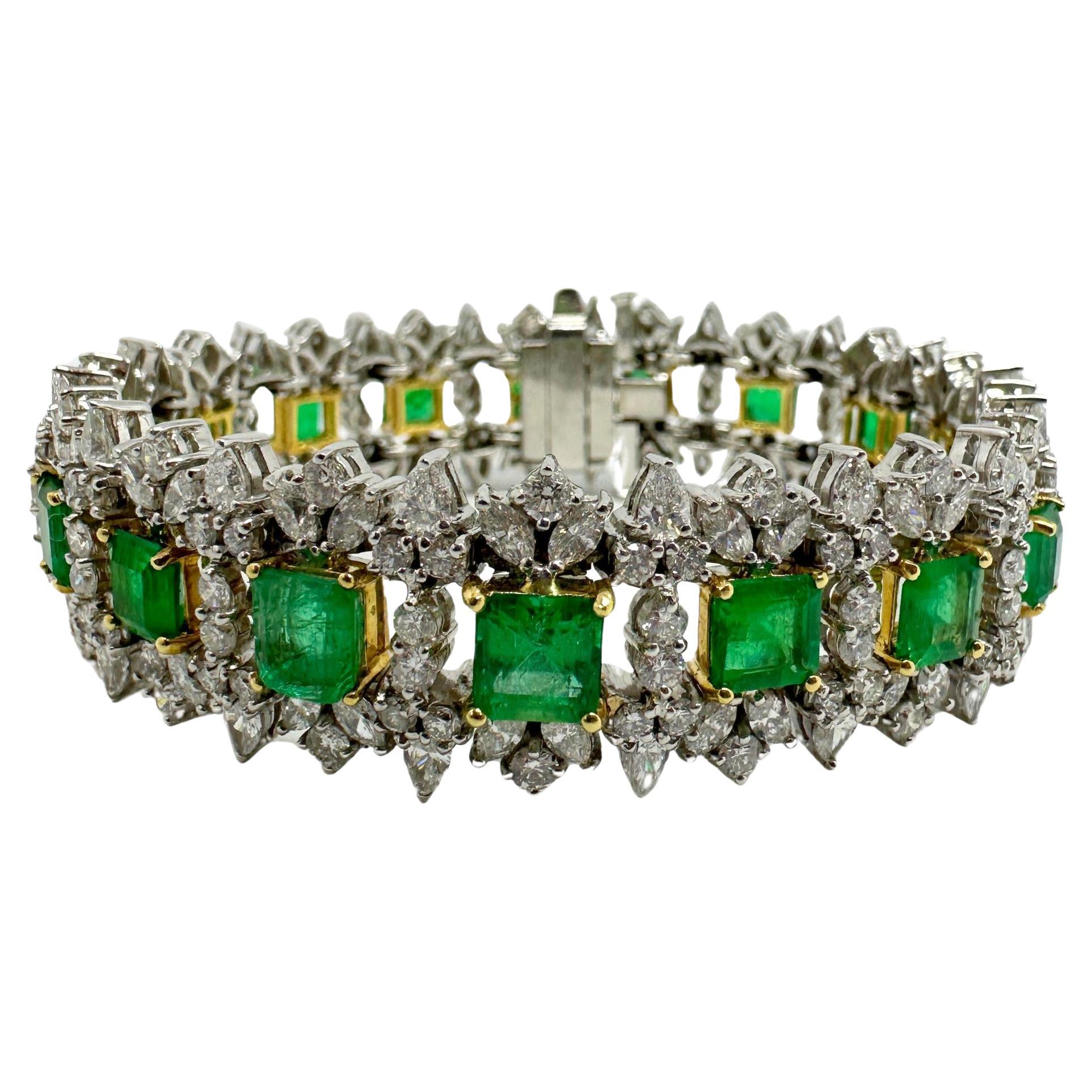 18K Diamond and Emerald Bracelet