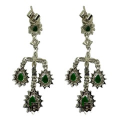 18k Diamond and Emerald Earrings
