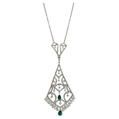 18K Diamond and Emerald Necklace