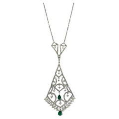18K Diamond and Emerald Necklace