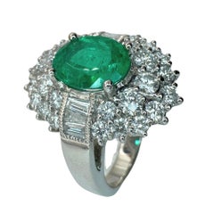 18k Diamond and Emerald Ring